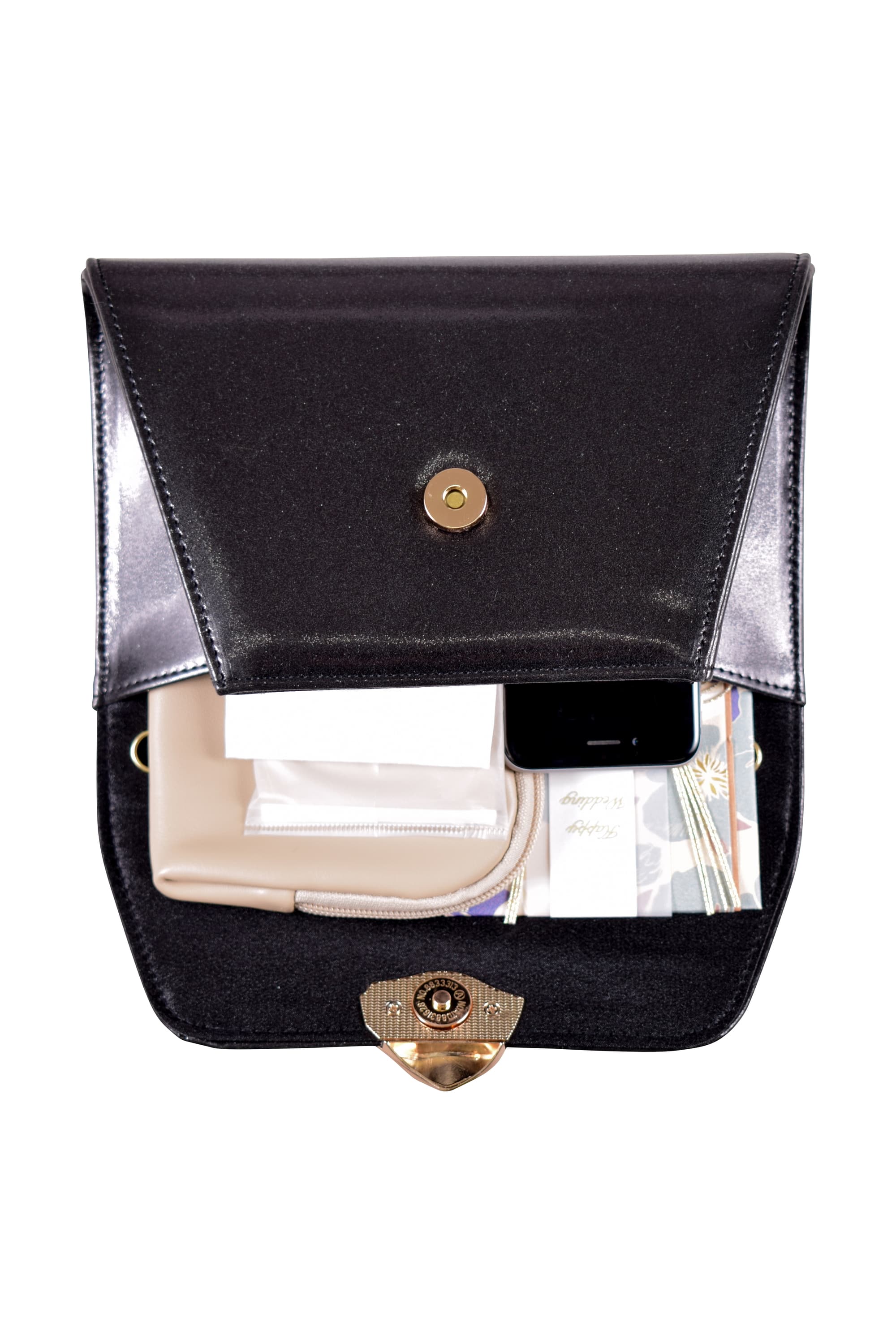 ニュアンスメタル&times;ラメエナメルブラックバッグ