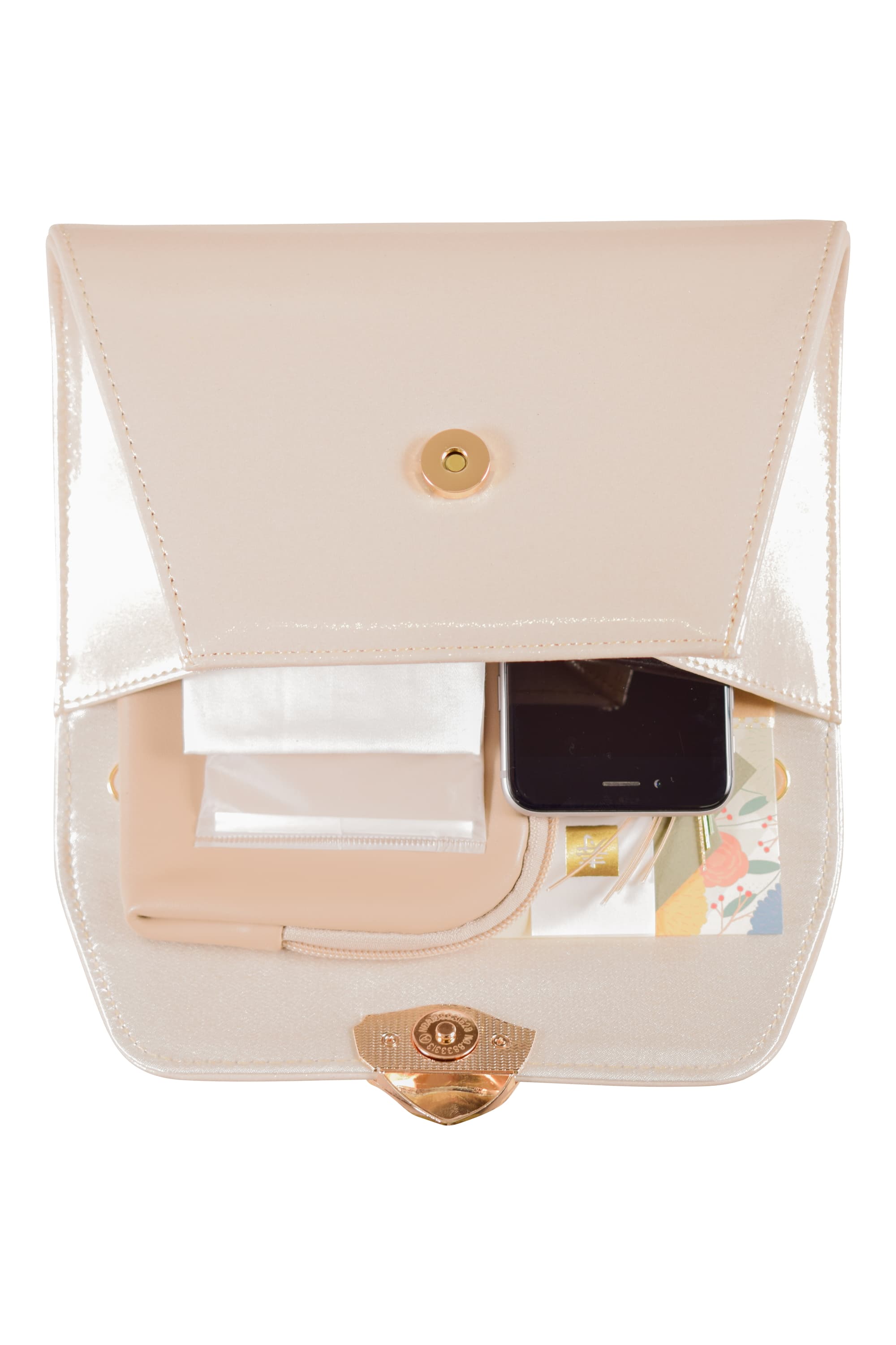 ニュアンスメタル&times;ラメエナメルアイボリーバッグ