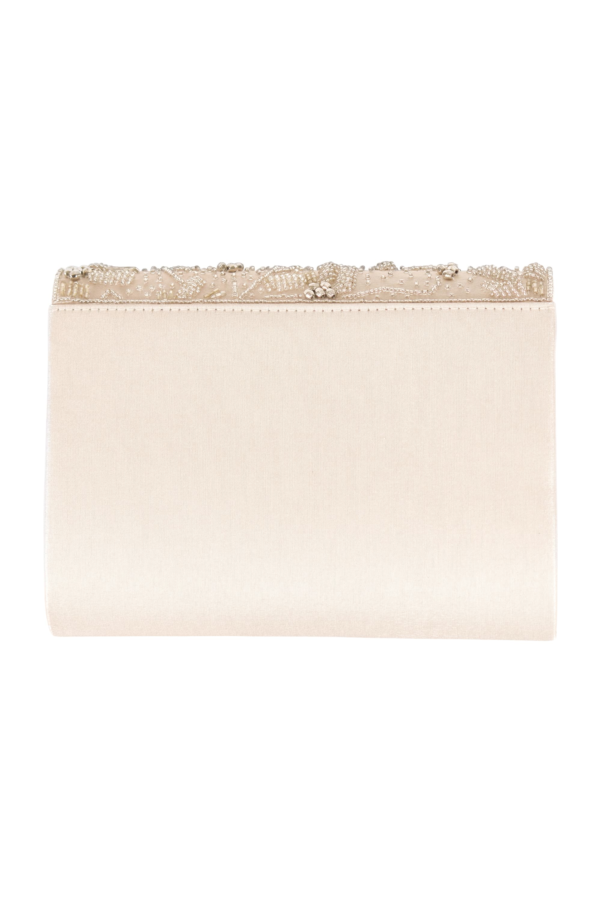 フラワービーズ刺繍スクエアベージュバッグ