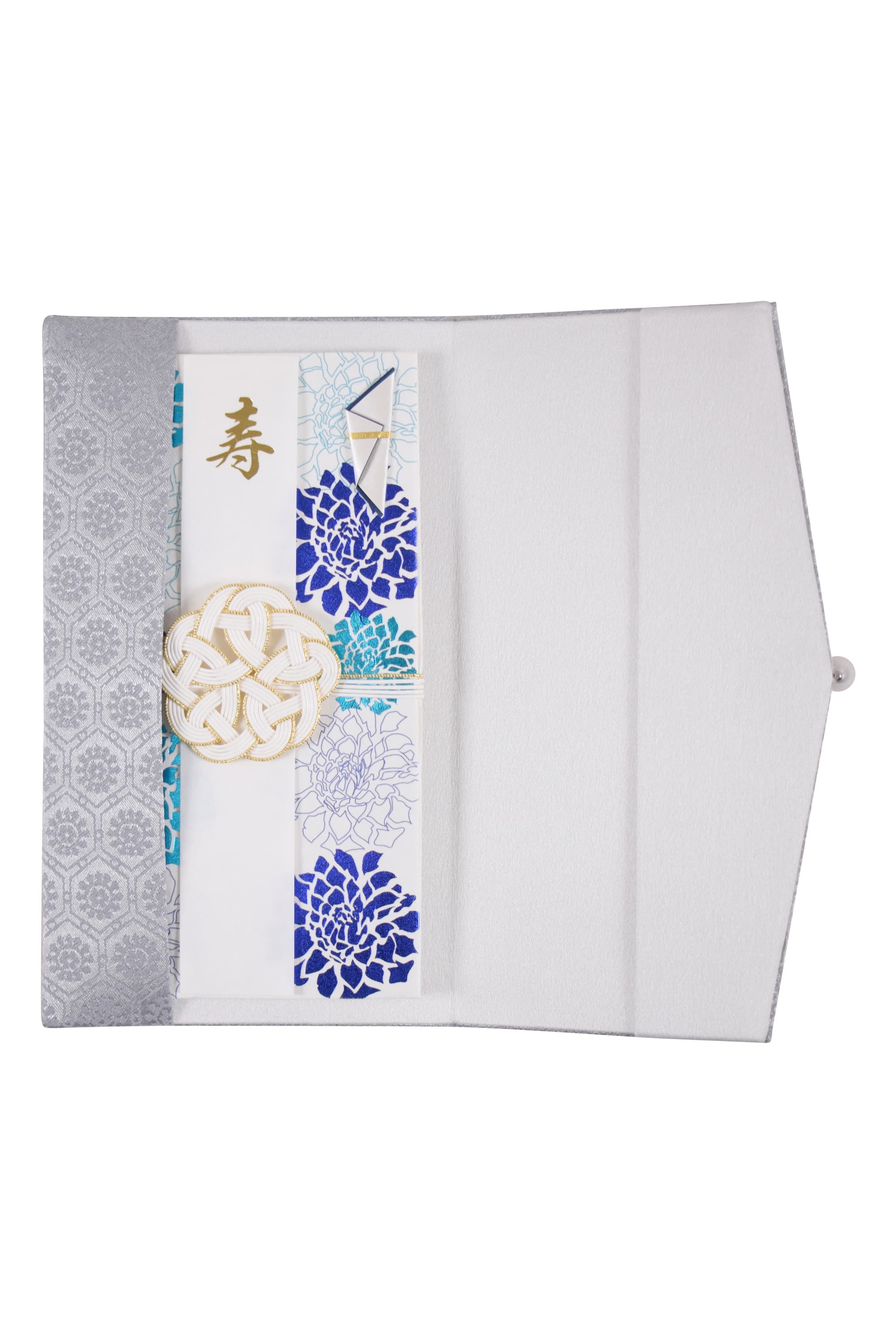 亀甲モチーフパール付きシルバー袱紗