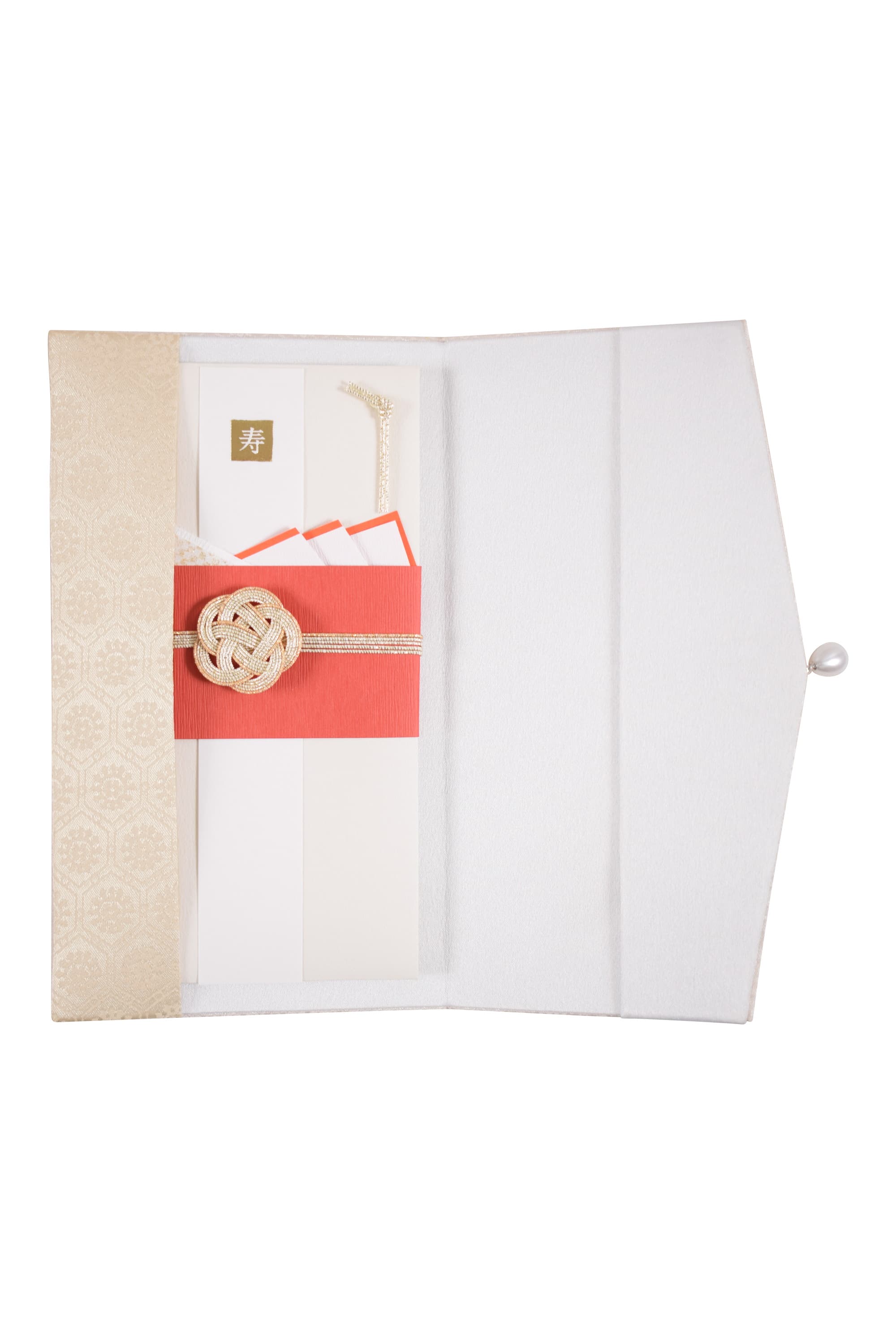 亀甲モチーフパール付きシャンパン袱紗