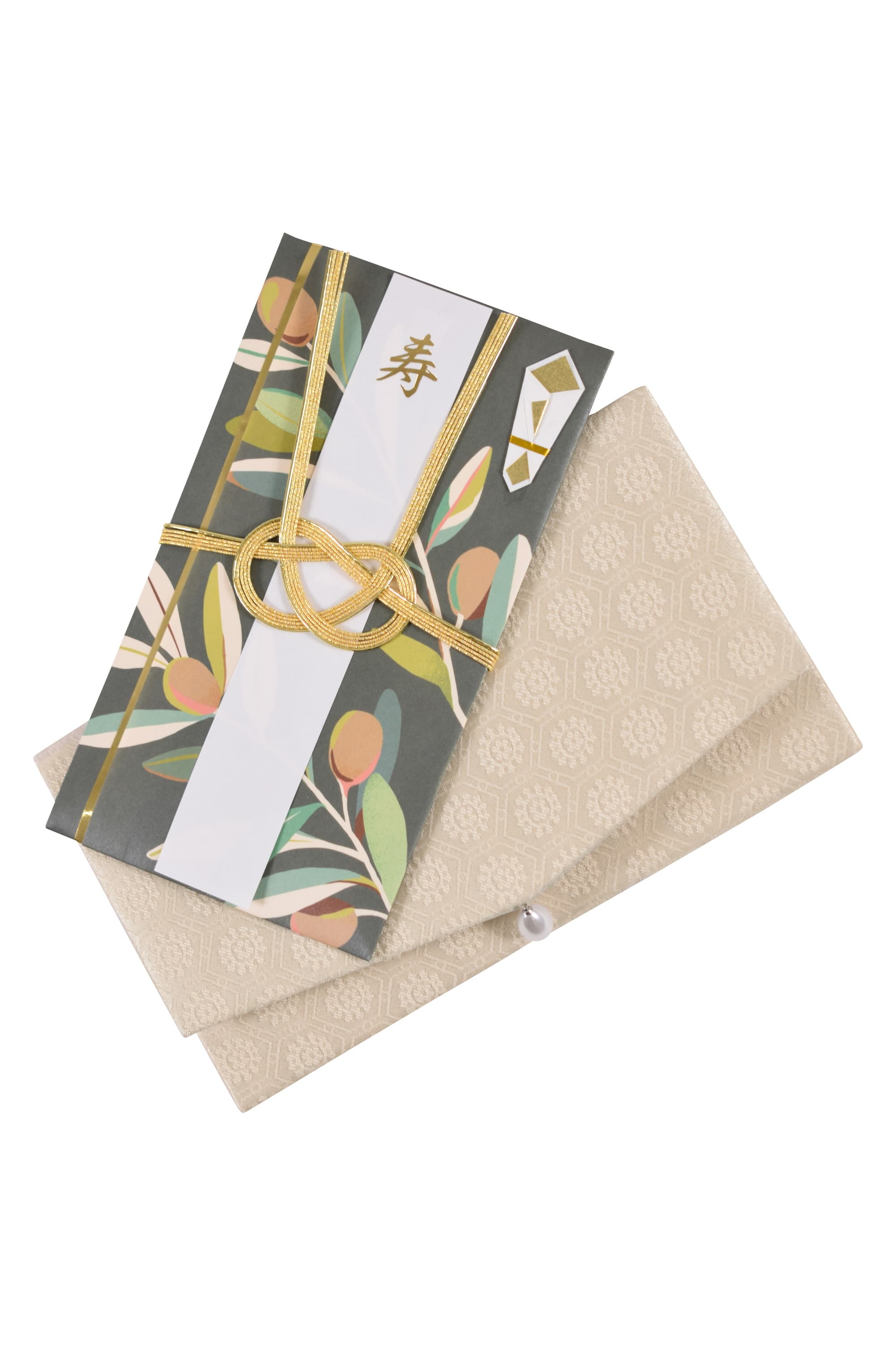 亀甲モチーフパール付きシャンパン袱紗