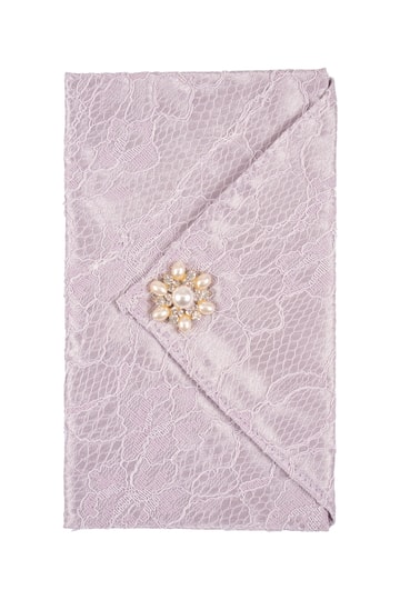 ビジュー付き花柄レースパープル袱紗