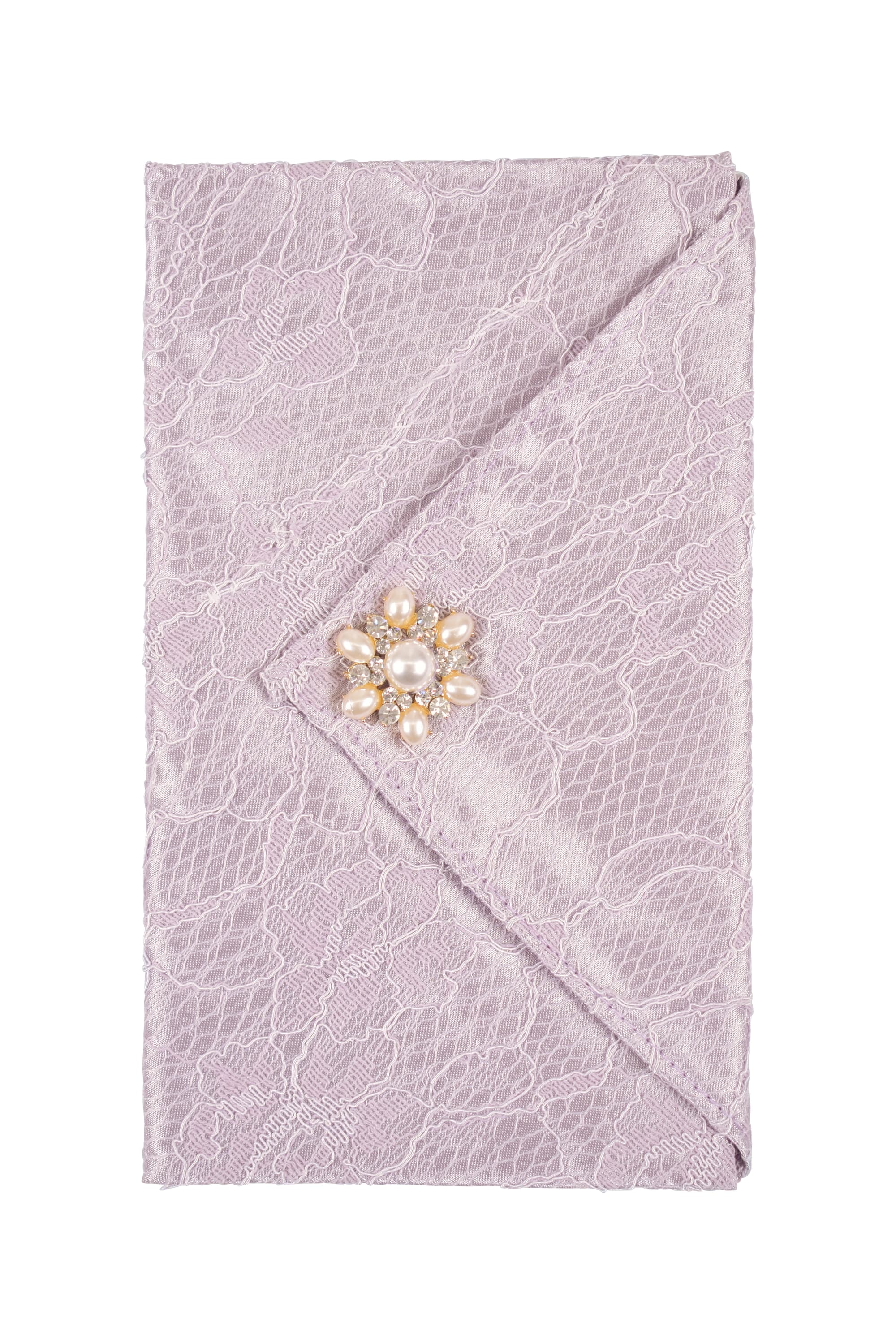 ビジュー付き花柄レースパープル袱紗