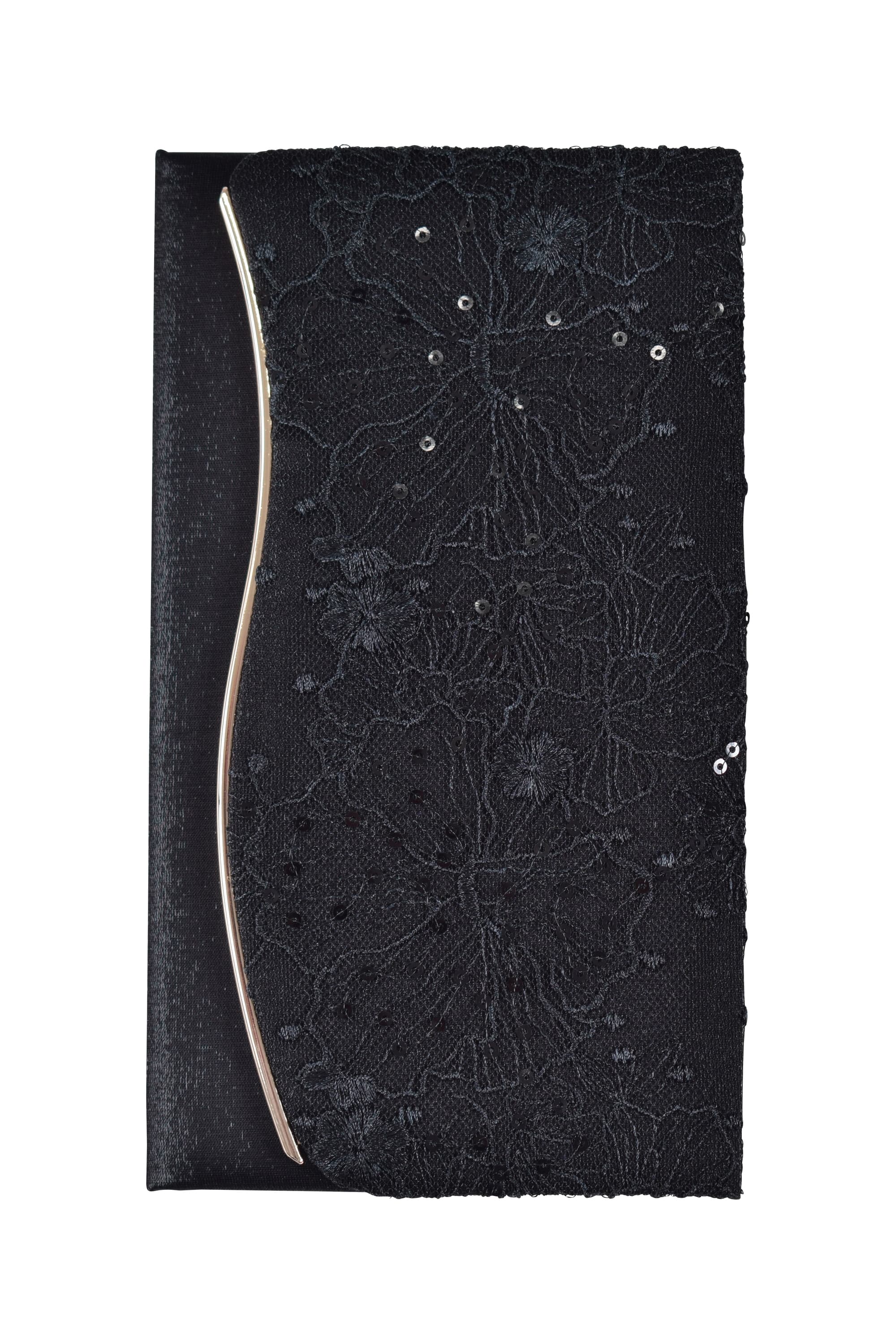 ウェーブライン刺繍レースブラック袱紗