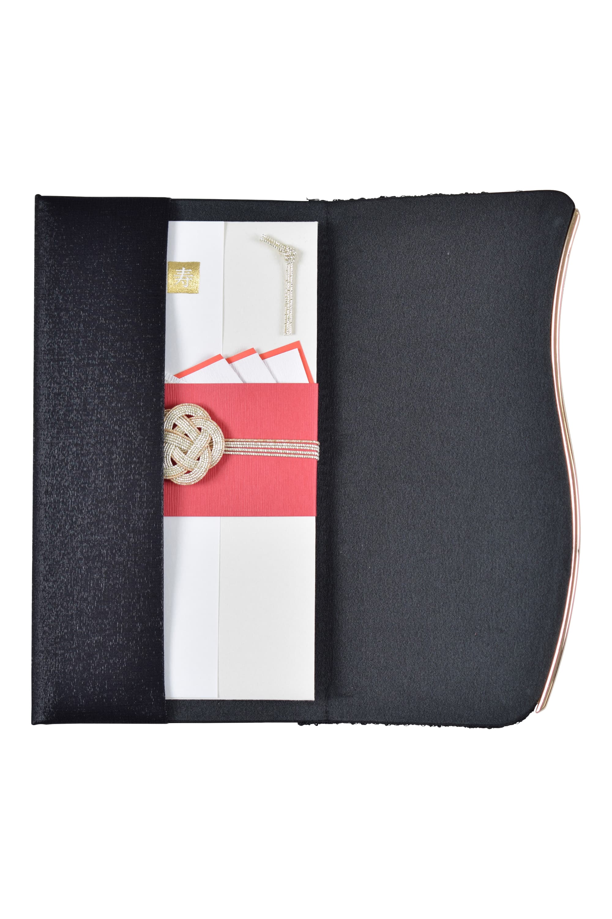 ウェーブライン刺繍レースブラック袱紗