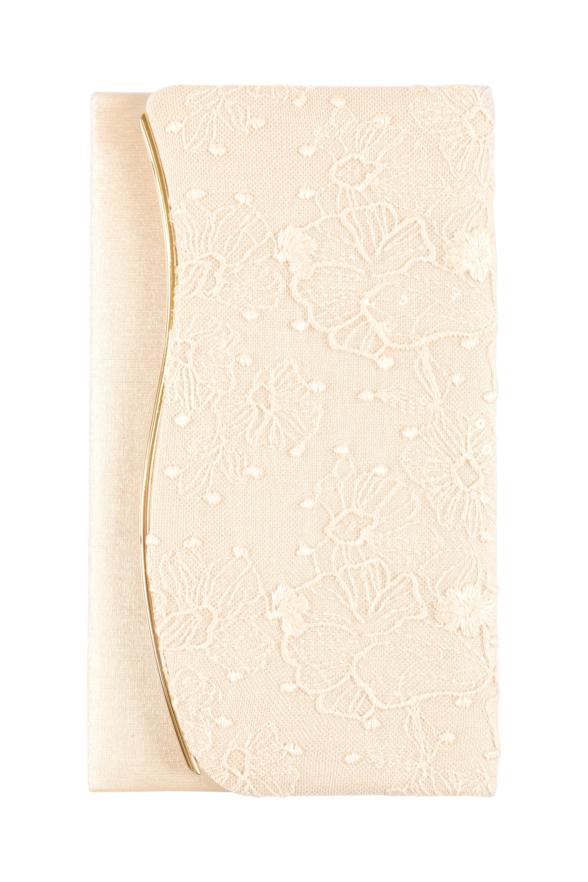 ウェーブライン刺繍レースベージュ袱紗