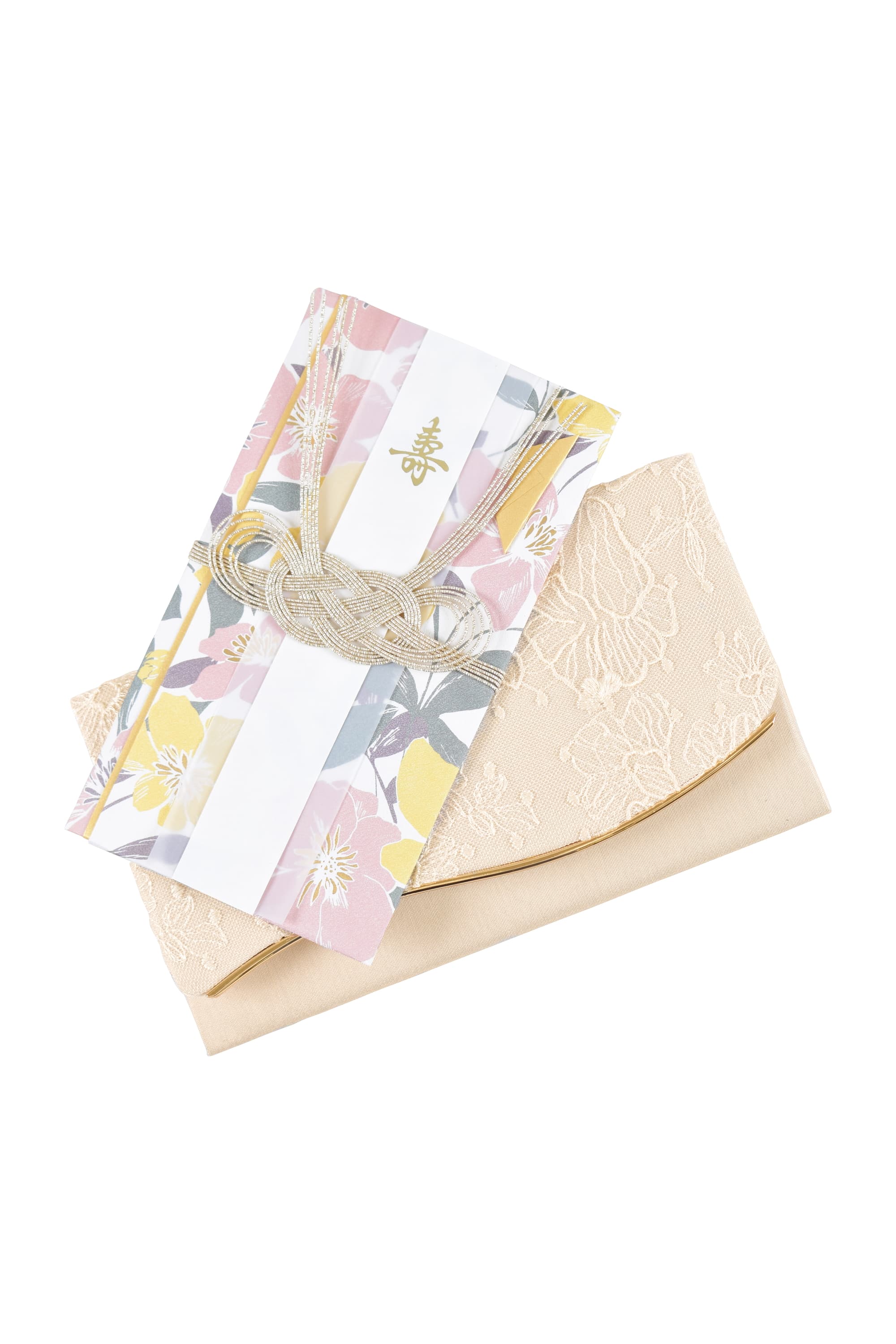 ウェーブライン刺繍レースベージュ袱紗