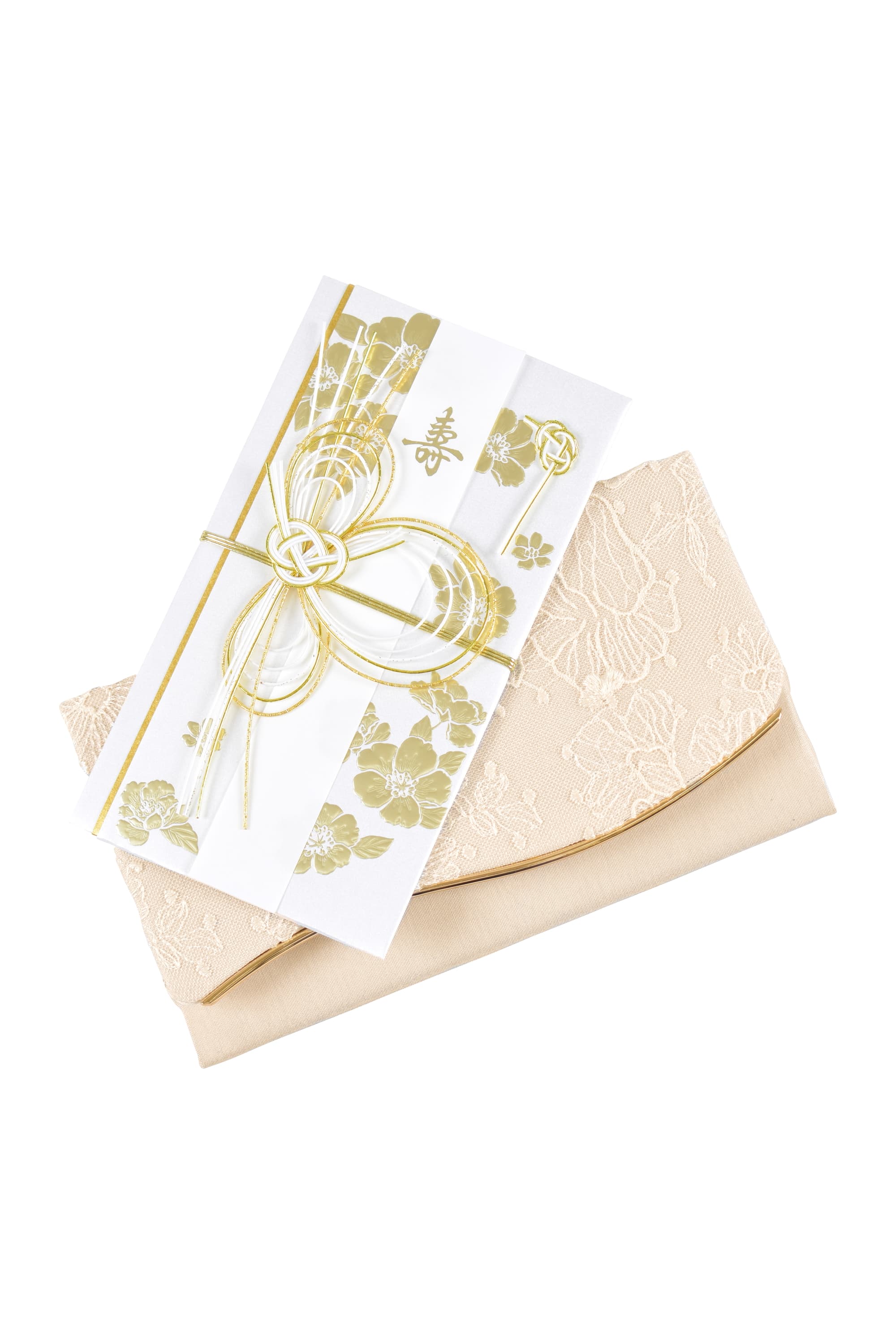 ウェーブライン刺繍レースベージュ袱紗