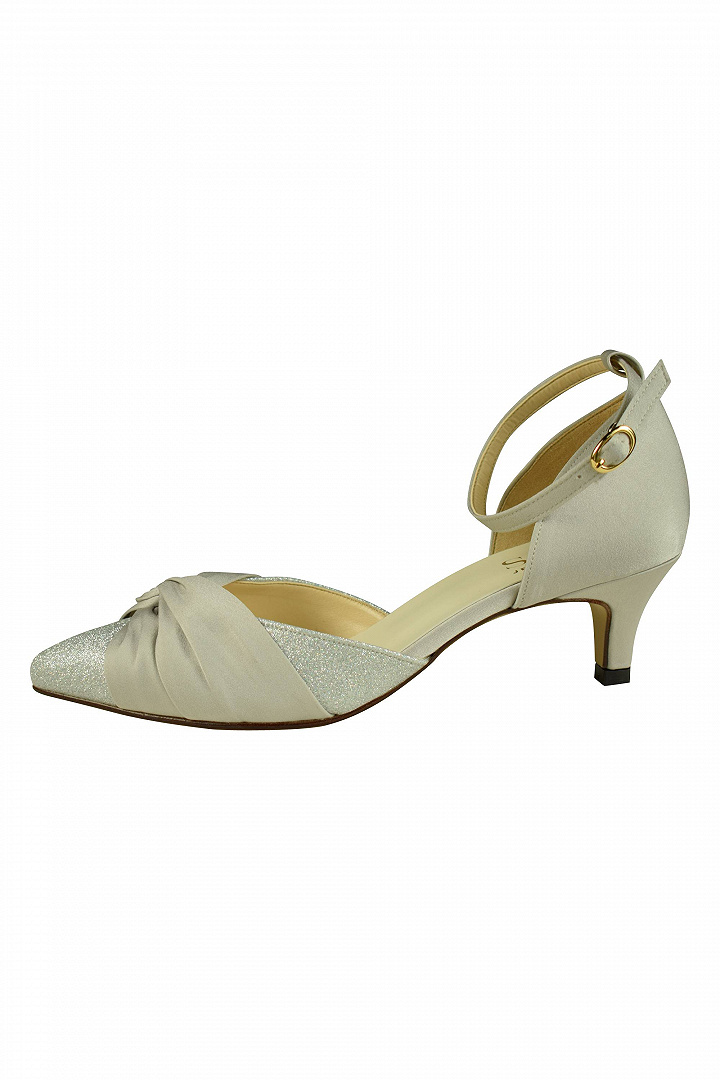 異素材クロスシルバーパンプス