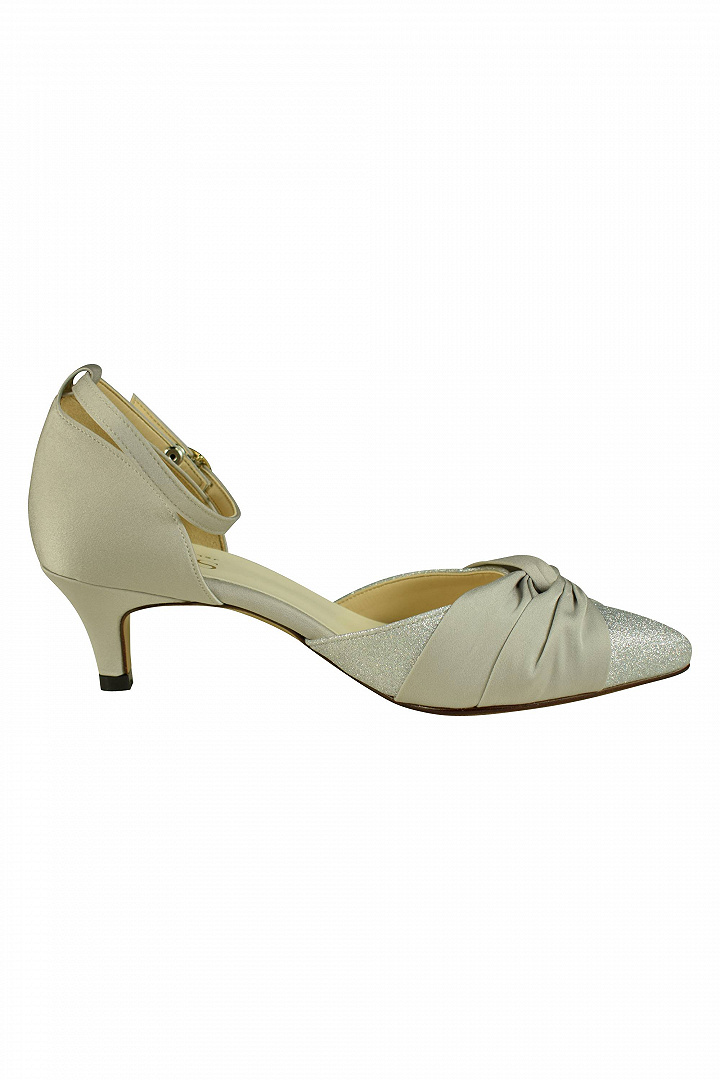 異素材クロスシルバーパンプス