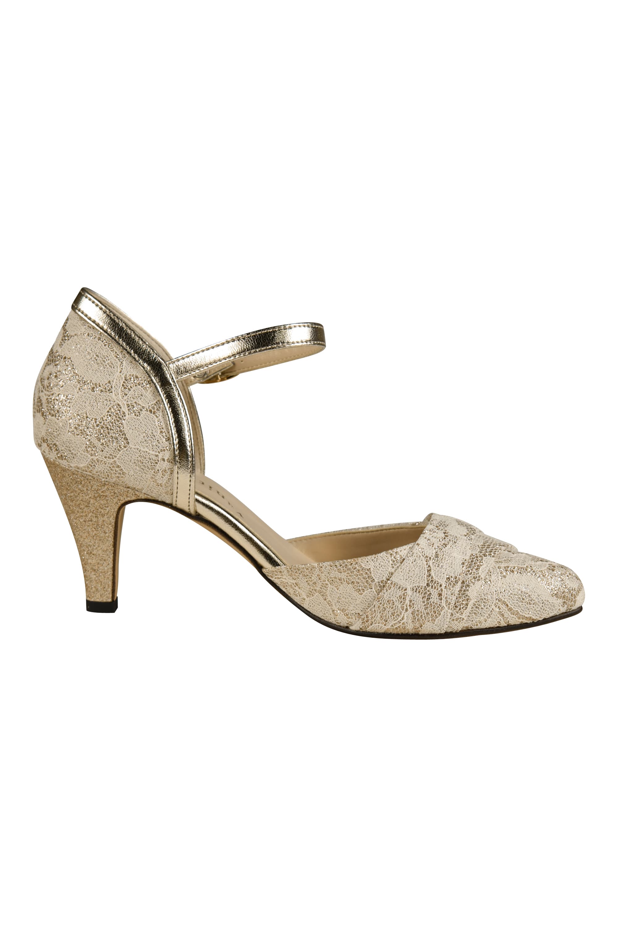 フラワーレース×グリッターシャンパンパンプス