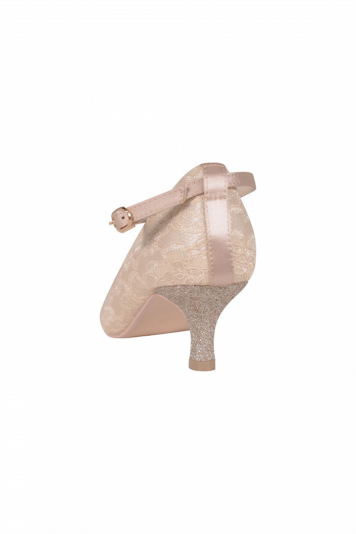 総レース&ラメヒールシャンパンパンプス