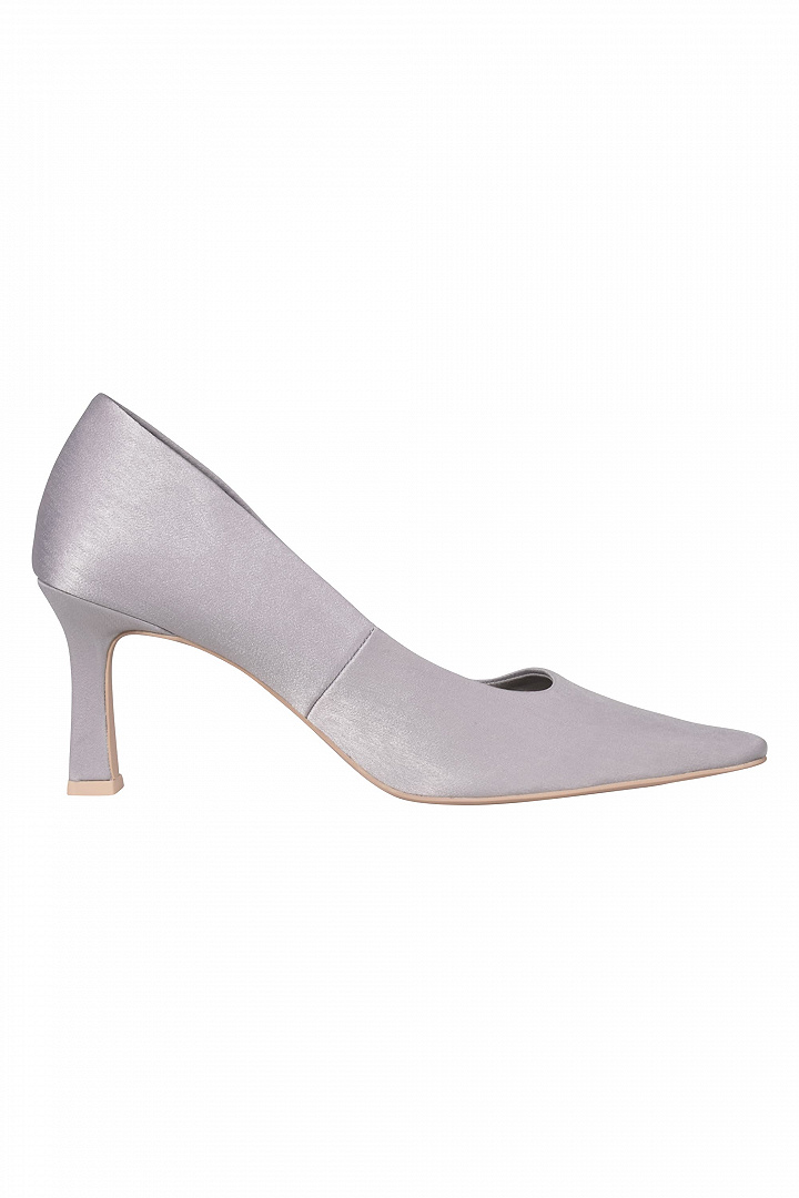 ヴィンテージサテンライトグレーパンプス