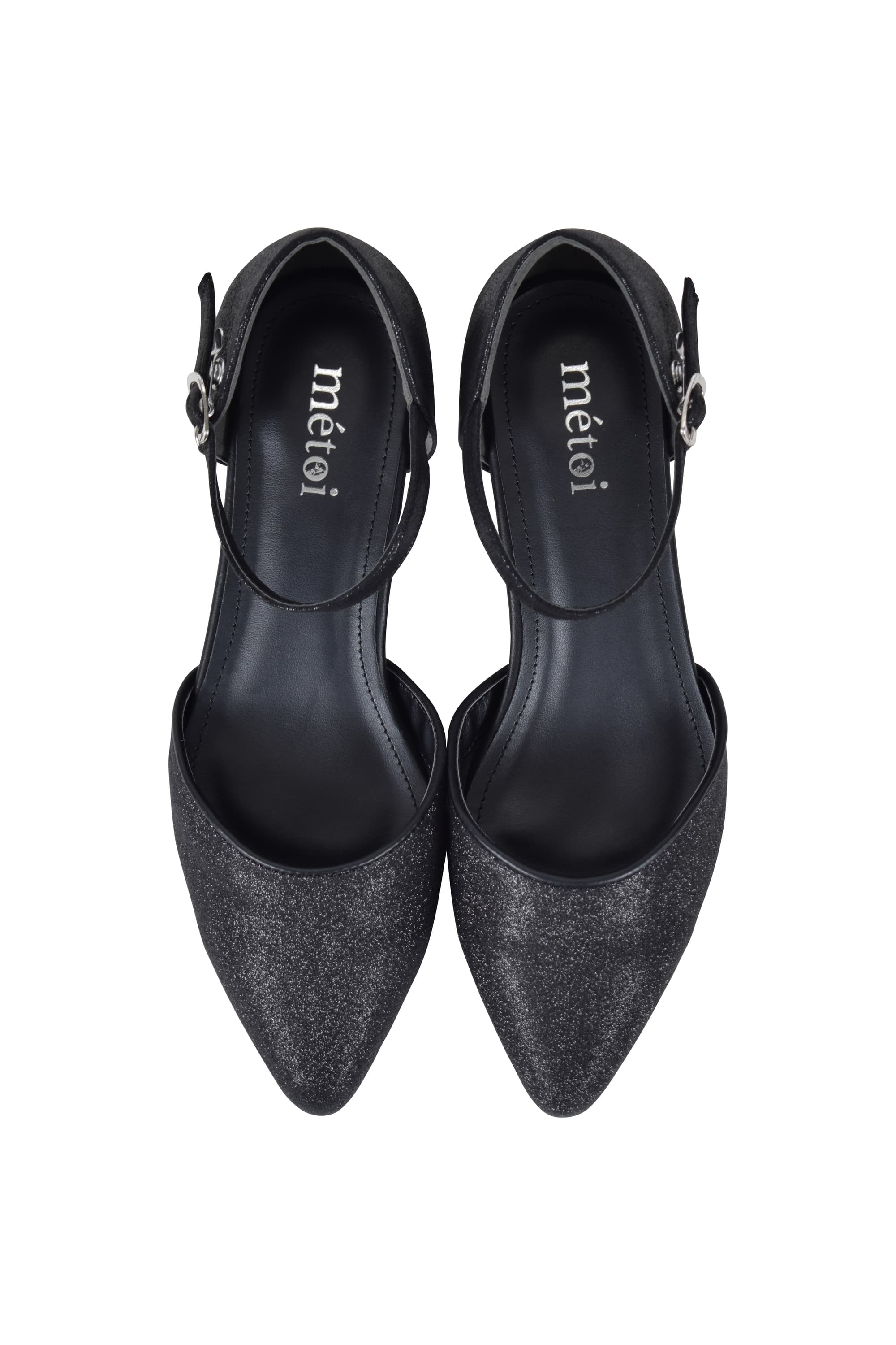 ラメ×チャンキーヒールブラックパンプス