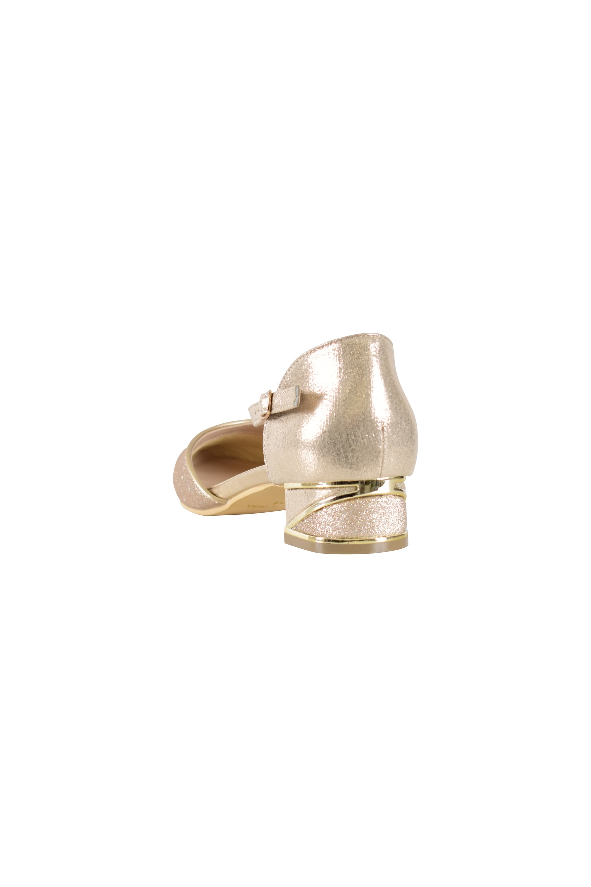 ラメ×チャンキーヒールベージュパンプス