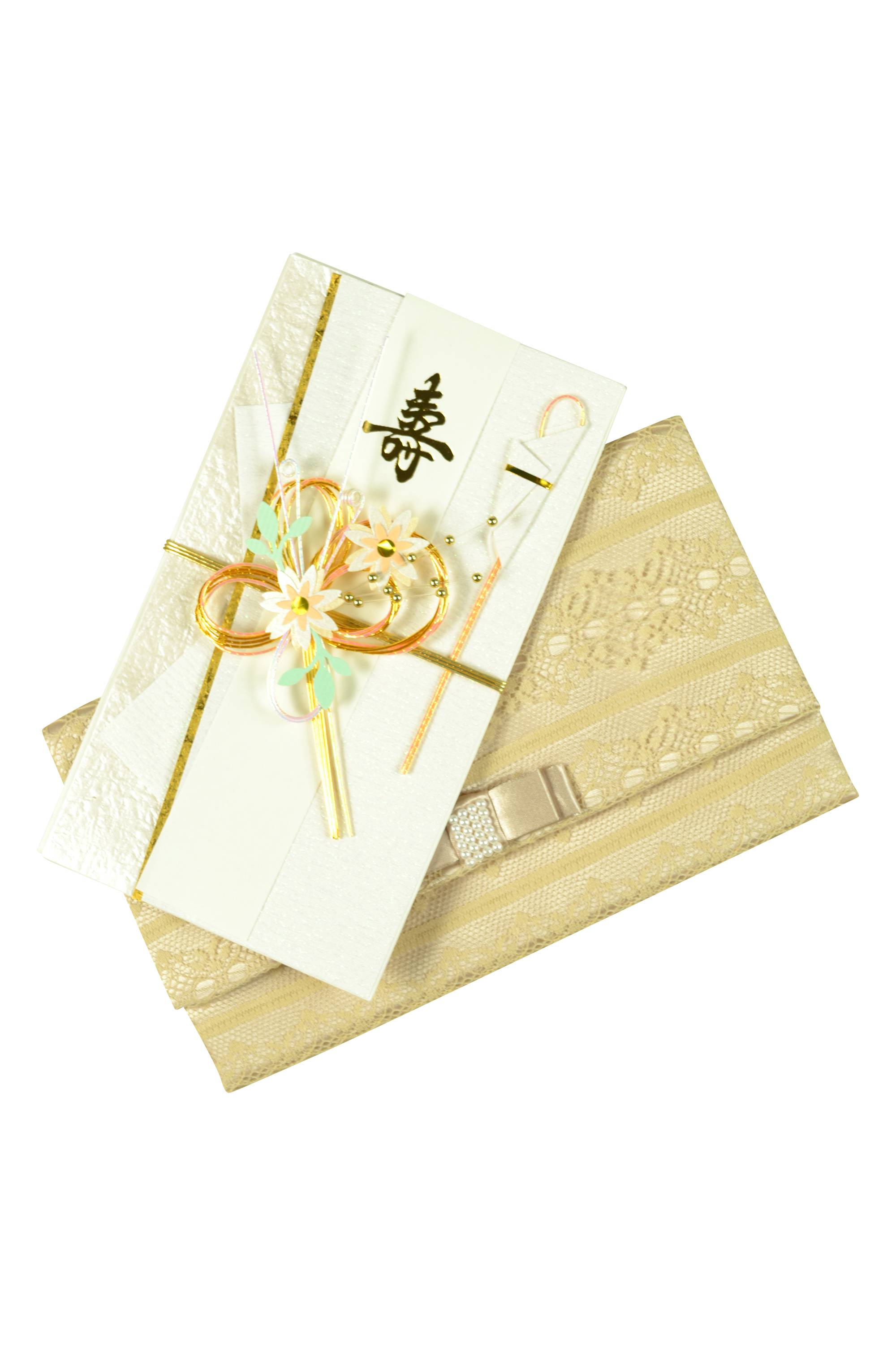 ベージュレース×リボン袱紗