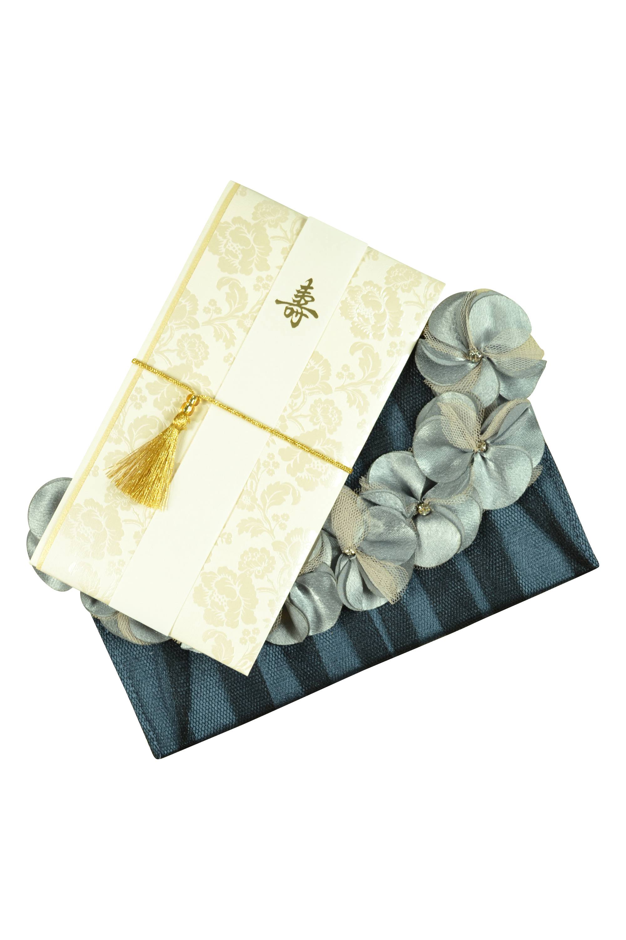 フラワーモチーフネイビー袱紗