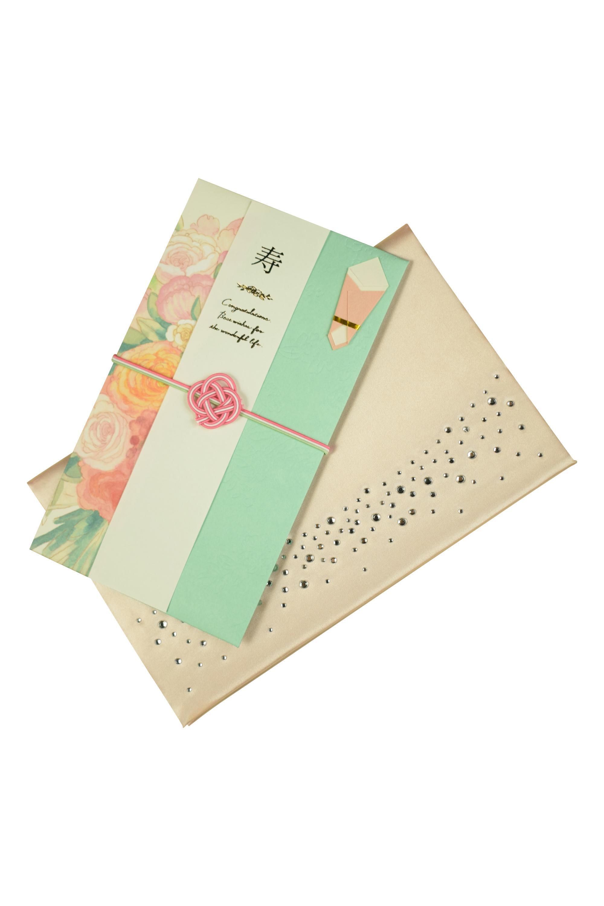 花束モチーフパステルグリーンご祝儀袋