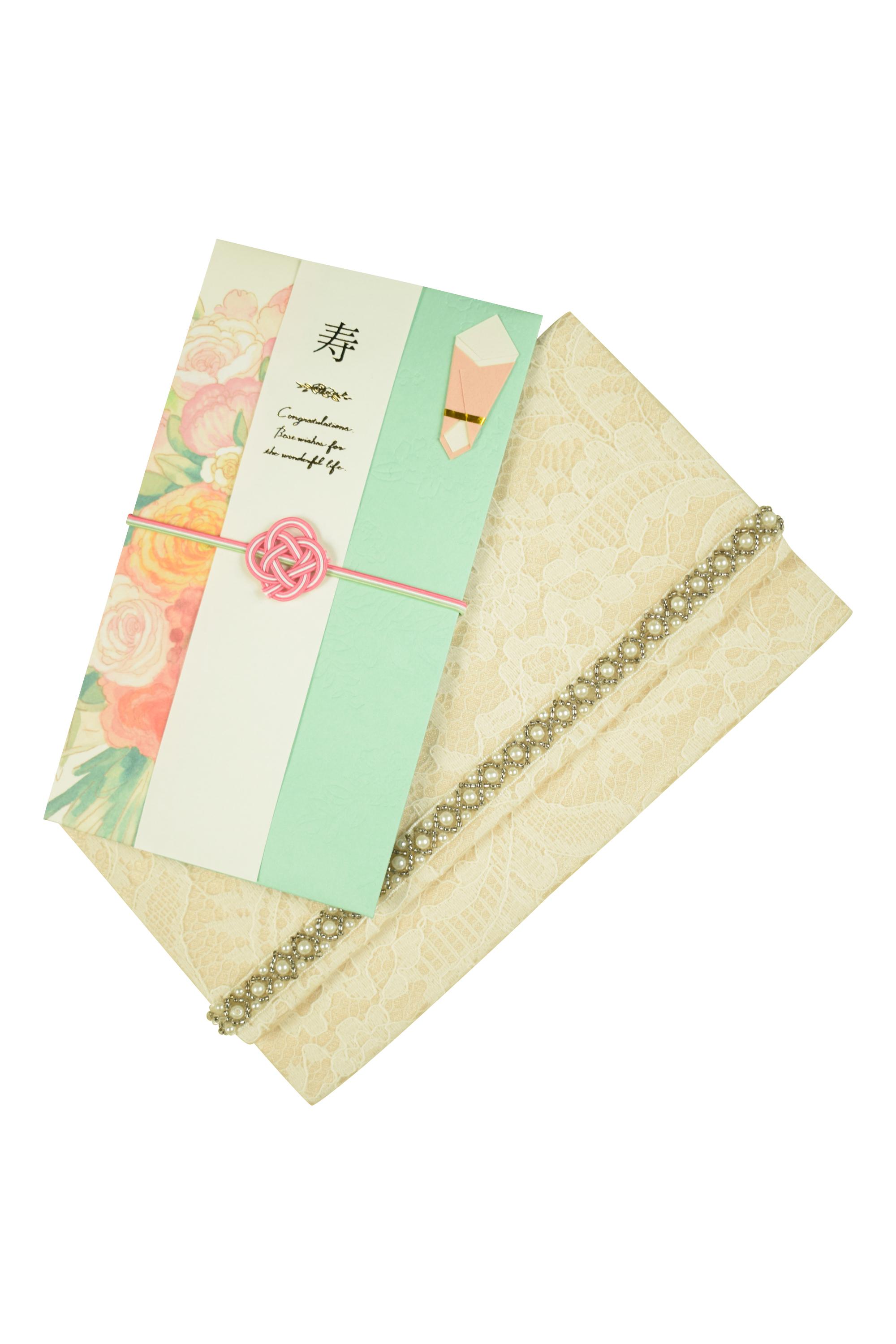 花束モチーフパステルグリーンご祝儀袋