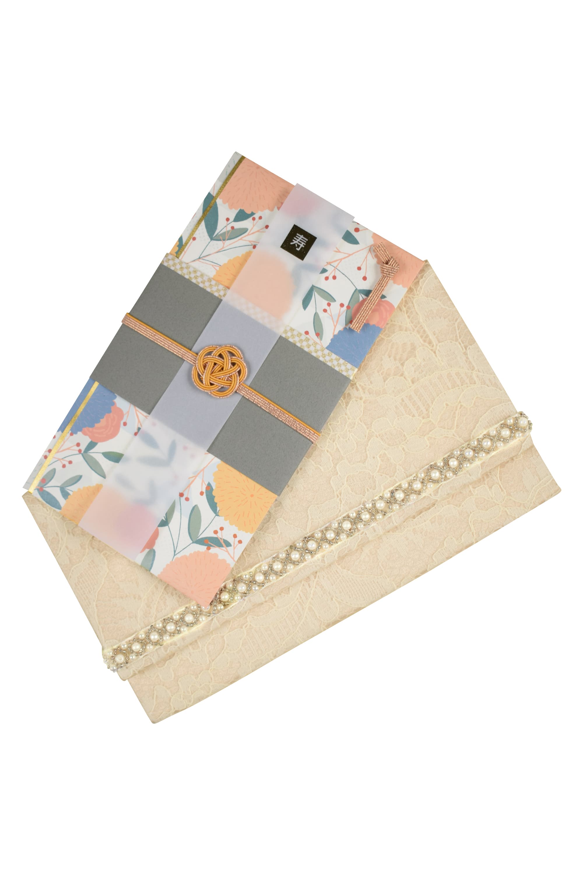 レース×ビジュベージュ袱紗