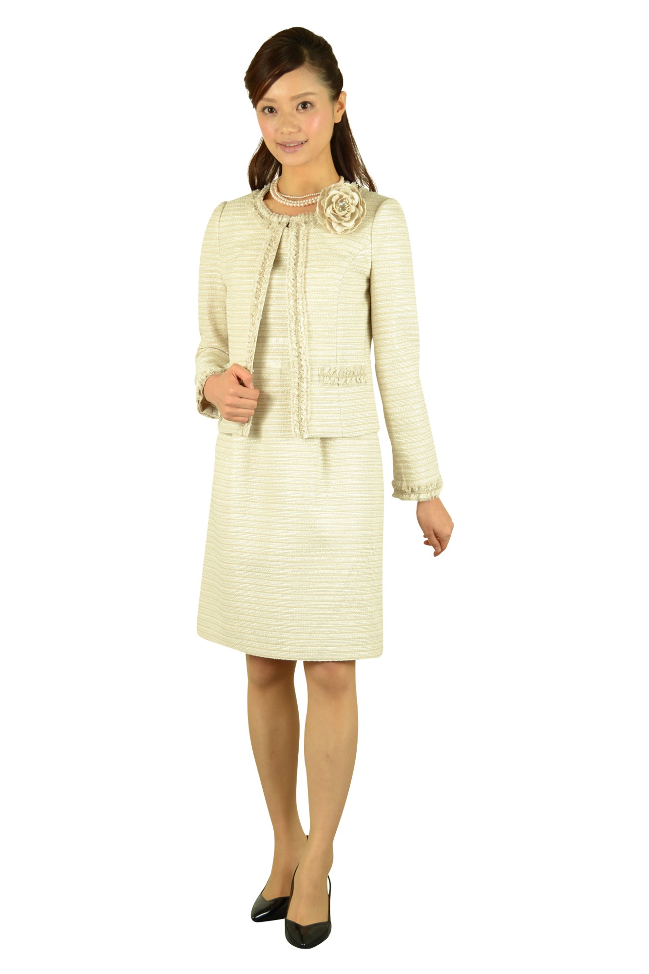 アイボリーツイードコサージュ