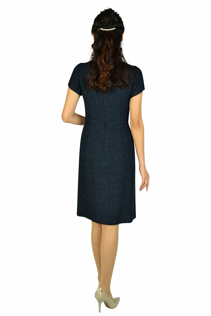 ゴールド糸ツイードネイビーワンピースセット