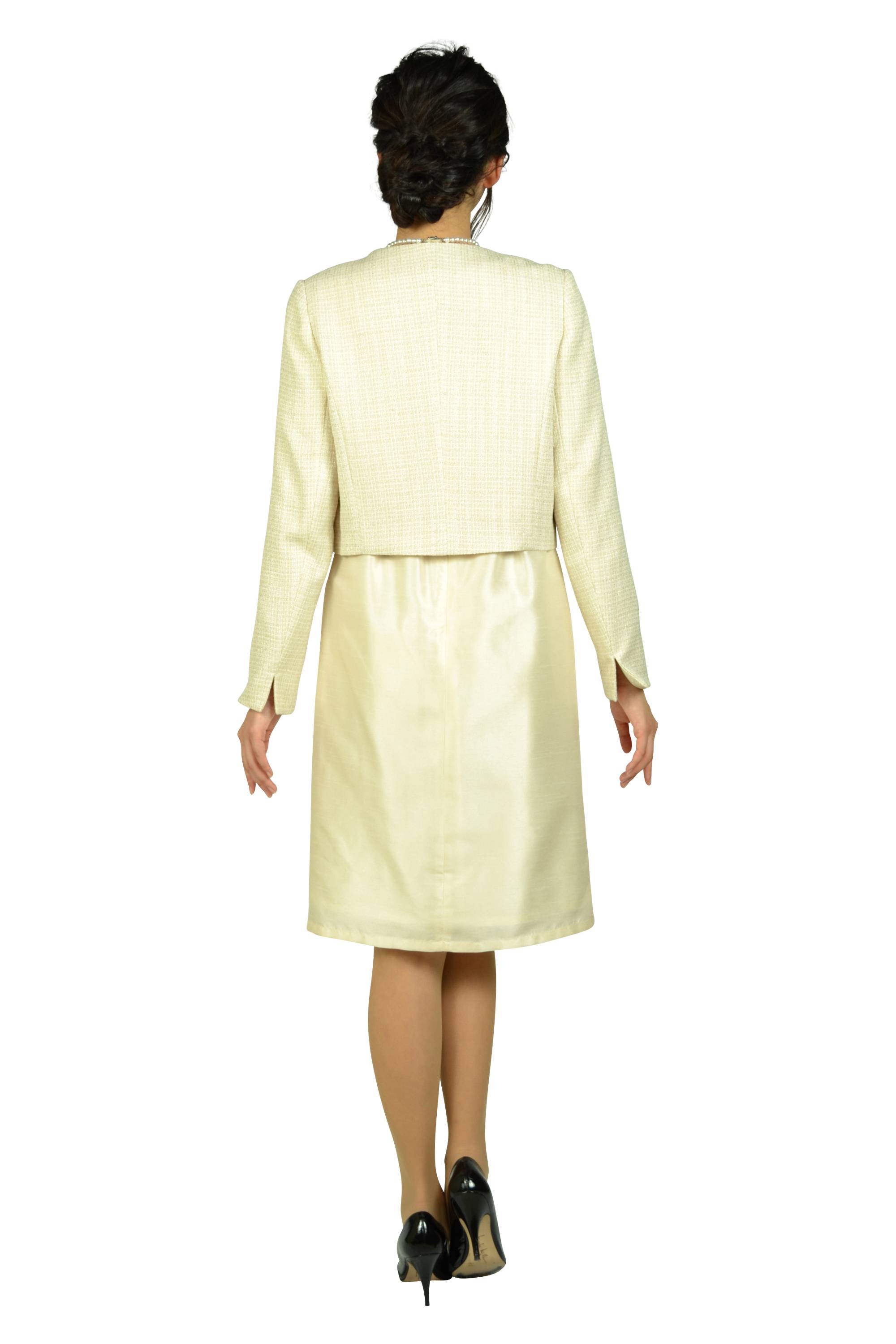 異素材MIXアイボリーワンピースセット