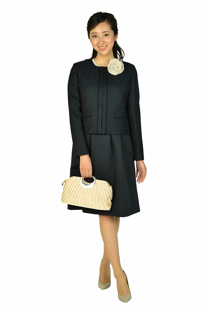 異素材ネイビーセレモニーワンピースセット