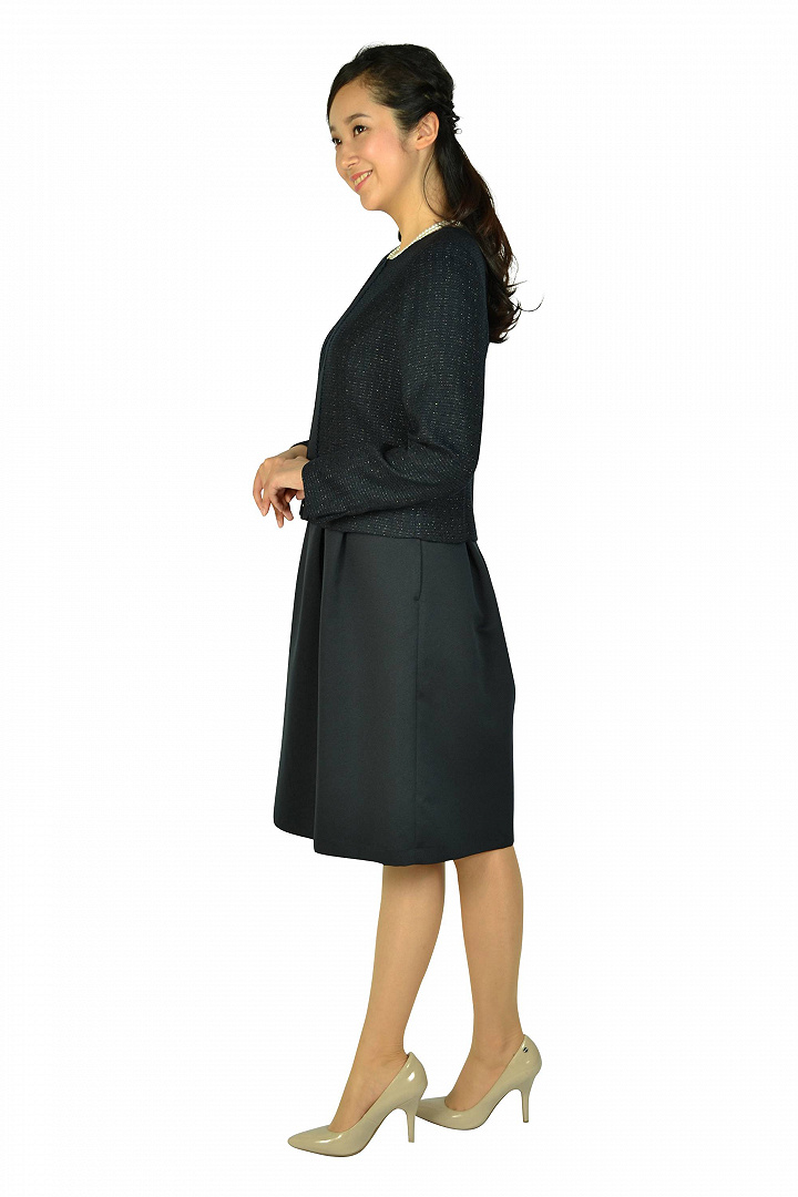 異素材ネイビーセレモニーワンピースセット