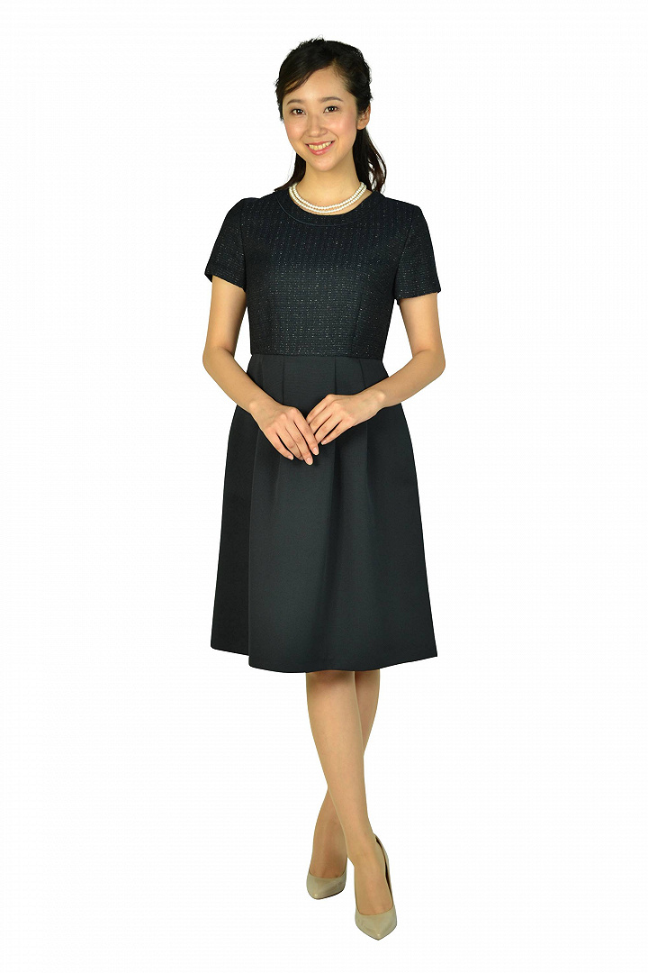 異素材ネイビーセレモニーワンピースセット