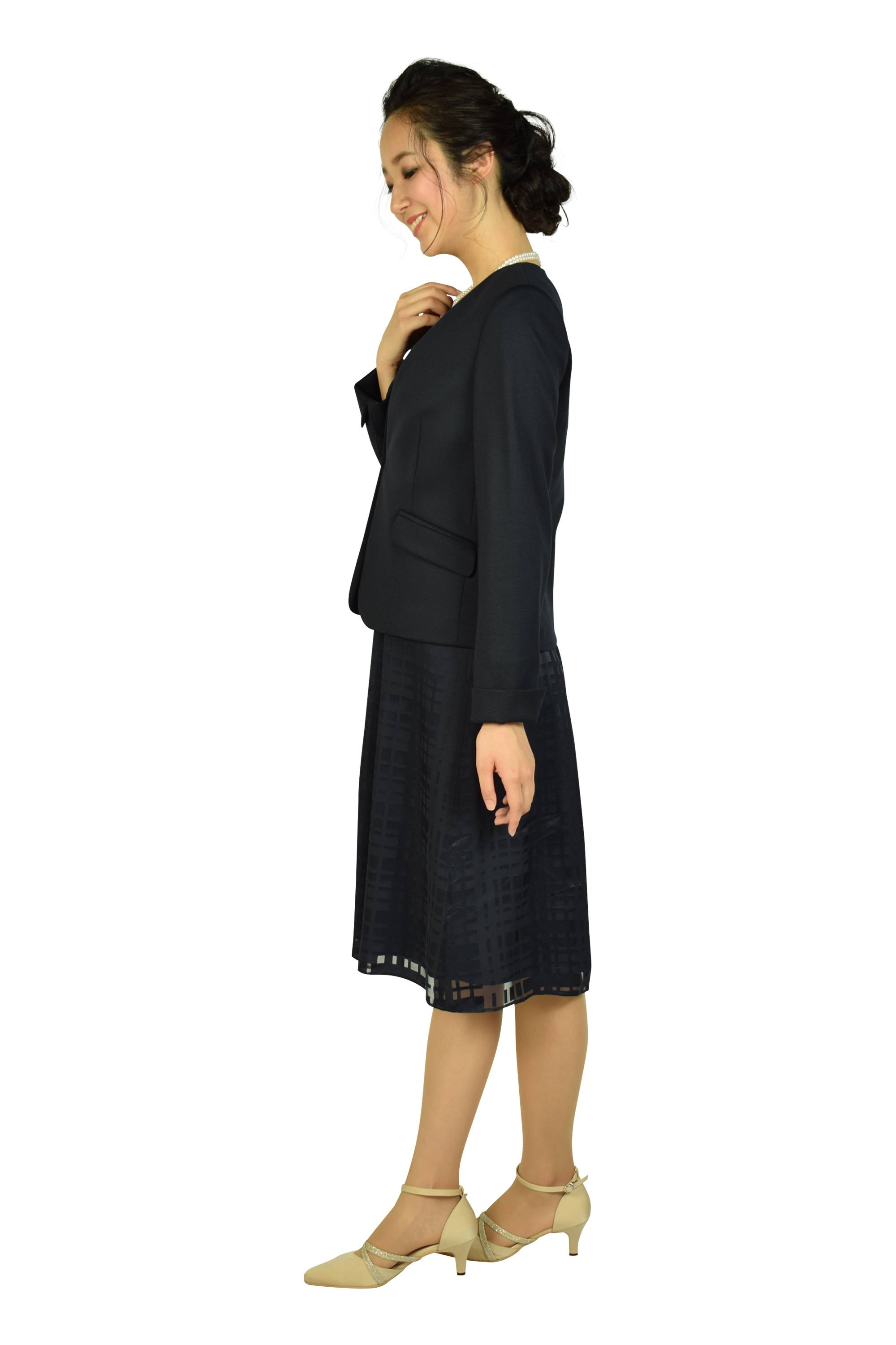 チェック調ネイビーセレモニーワンピースセット