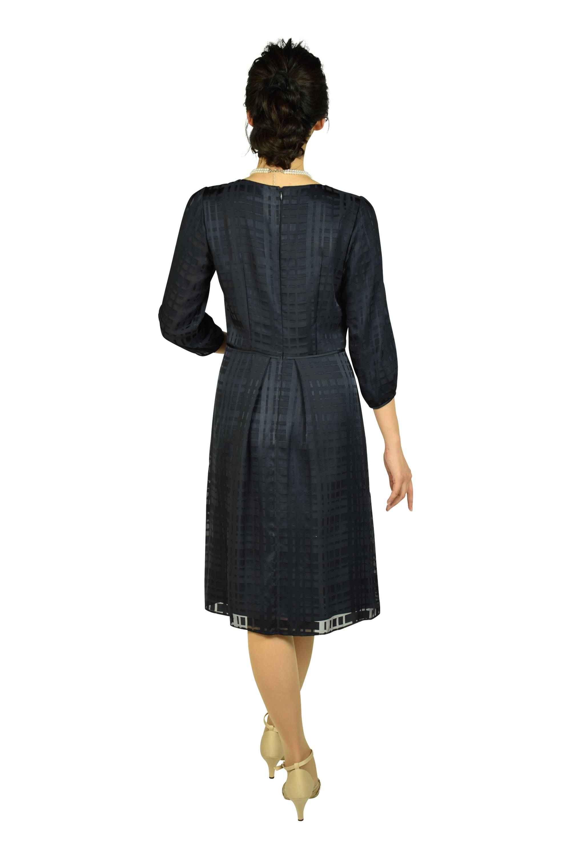 チェック調ネイビーセレモニーワンピースセット