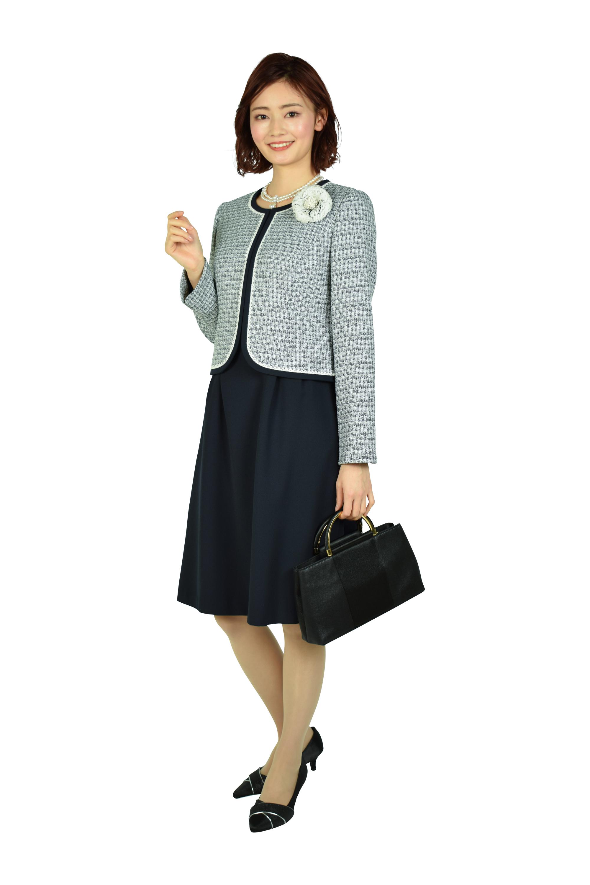 RIFANNE 東京ソワール ジョーゼットネイビーワンピースセット (L) を