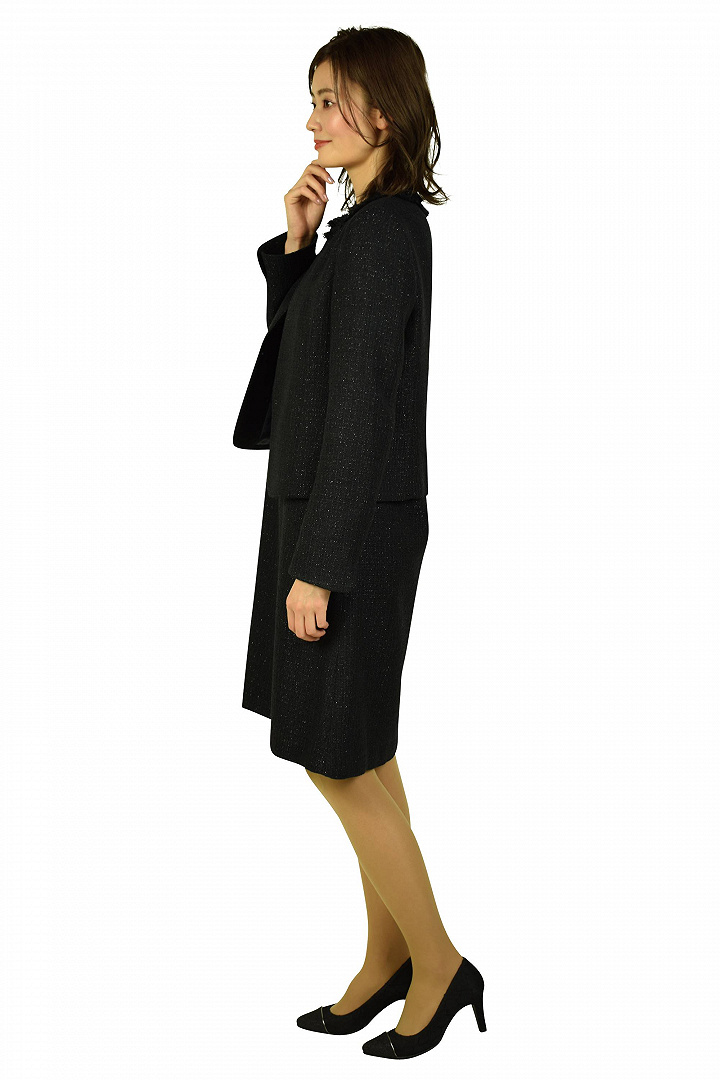 ラメツイードネイビーワンピースセット