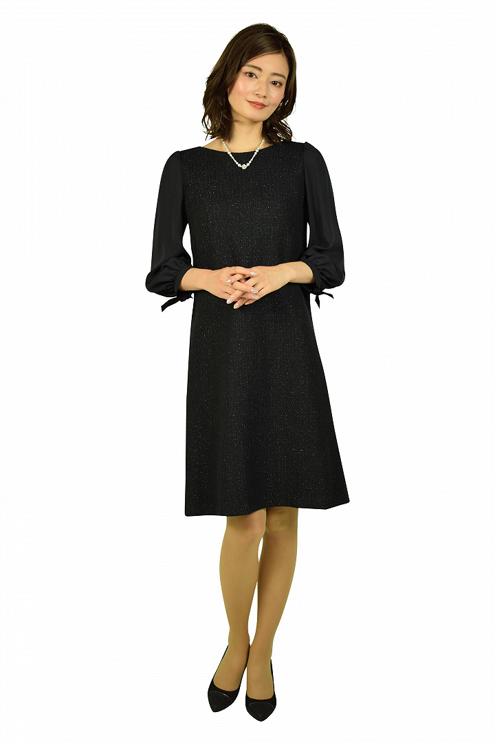 ラメツイードネイビーワンピースセット