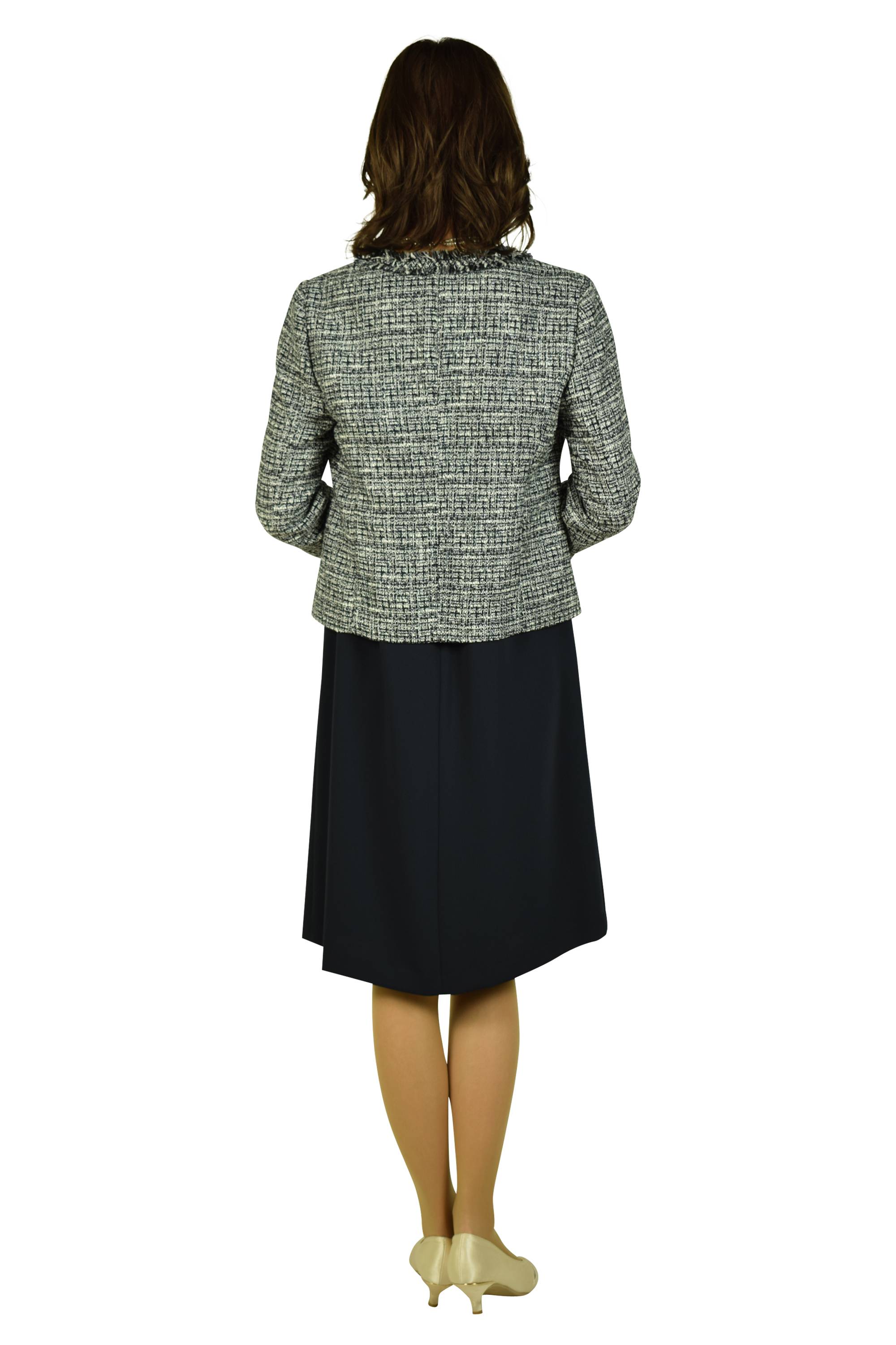 ツイード異素材ネイビーワンピースセット