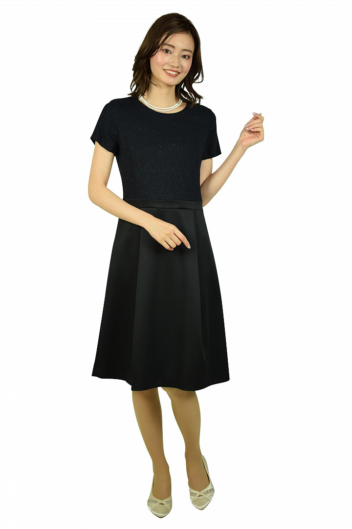 異素材MIX濃紺ワンピースセット