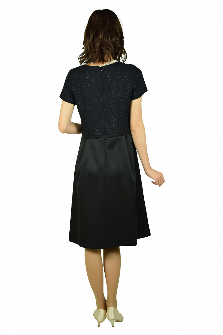 異素材MIX濃紺ワンピースセット