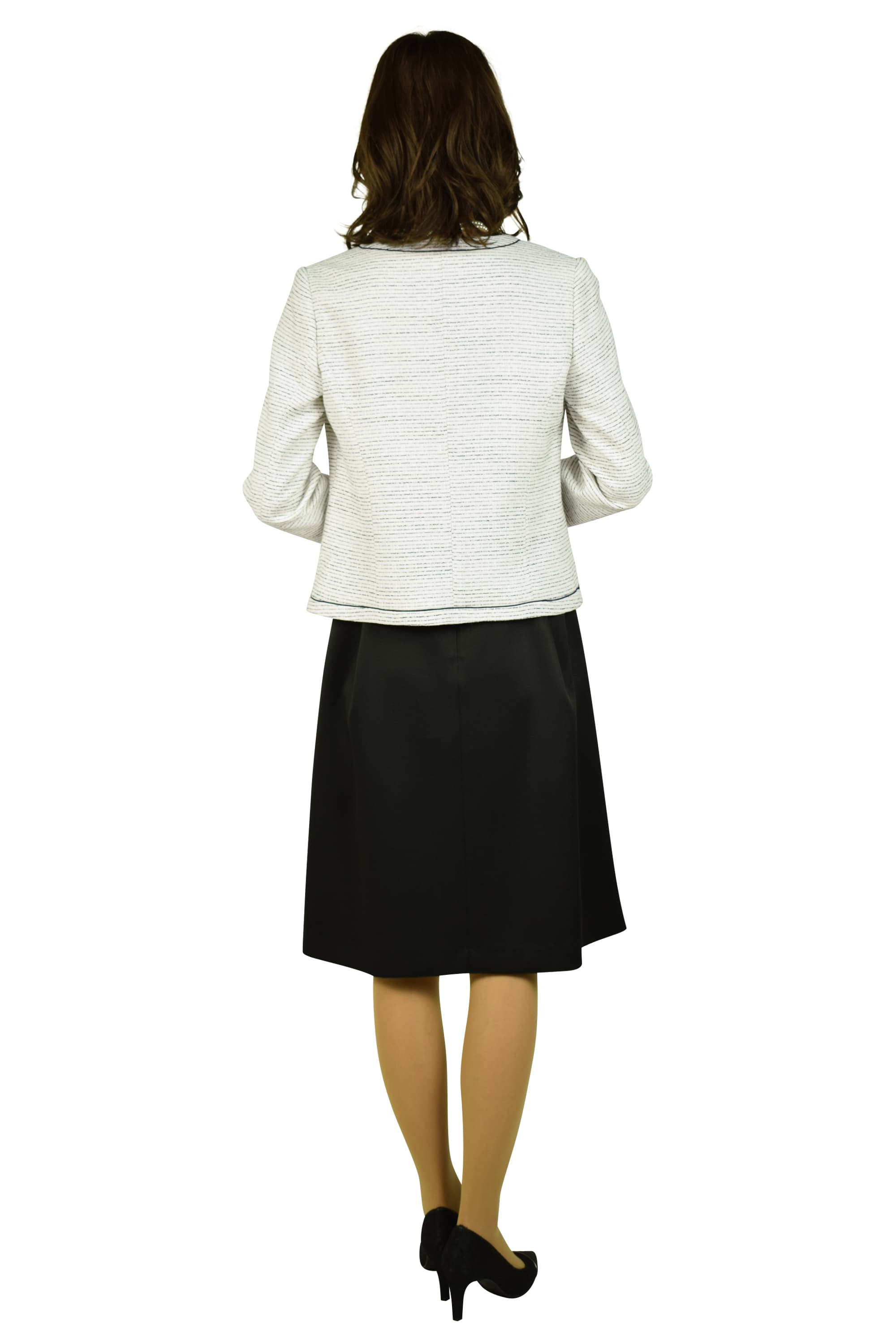 異素材MIXアイボリー×ブラックワンピースセット