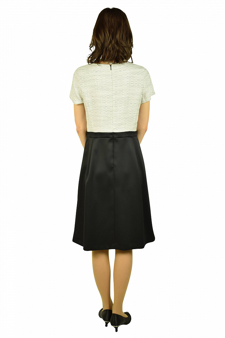 カラーレスアイボリー×ブラックワンピースセット