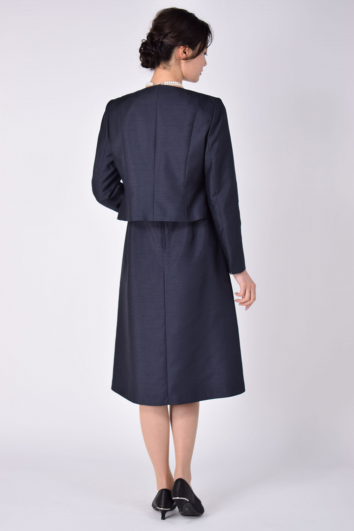 上品シャンタン×レースネイビーワンピースセット