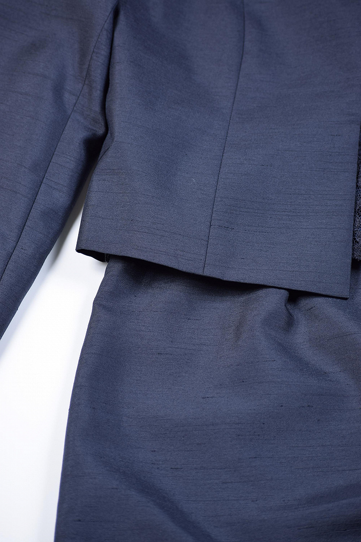 上品シャンタン×レースネイビーワンピースセット