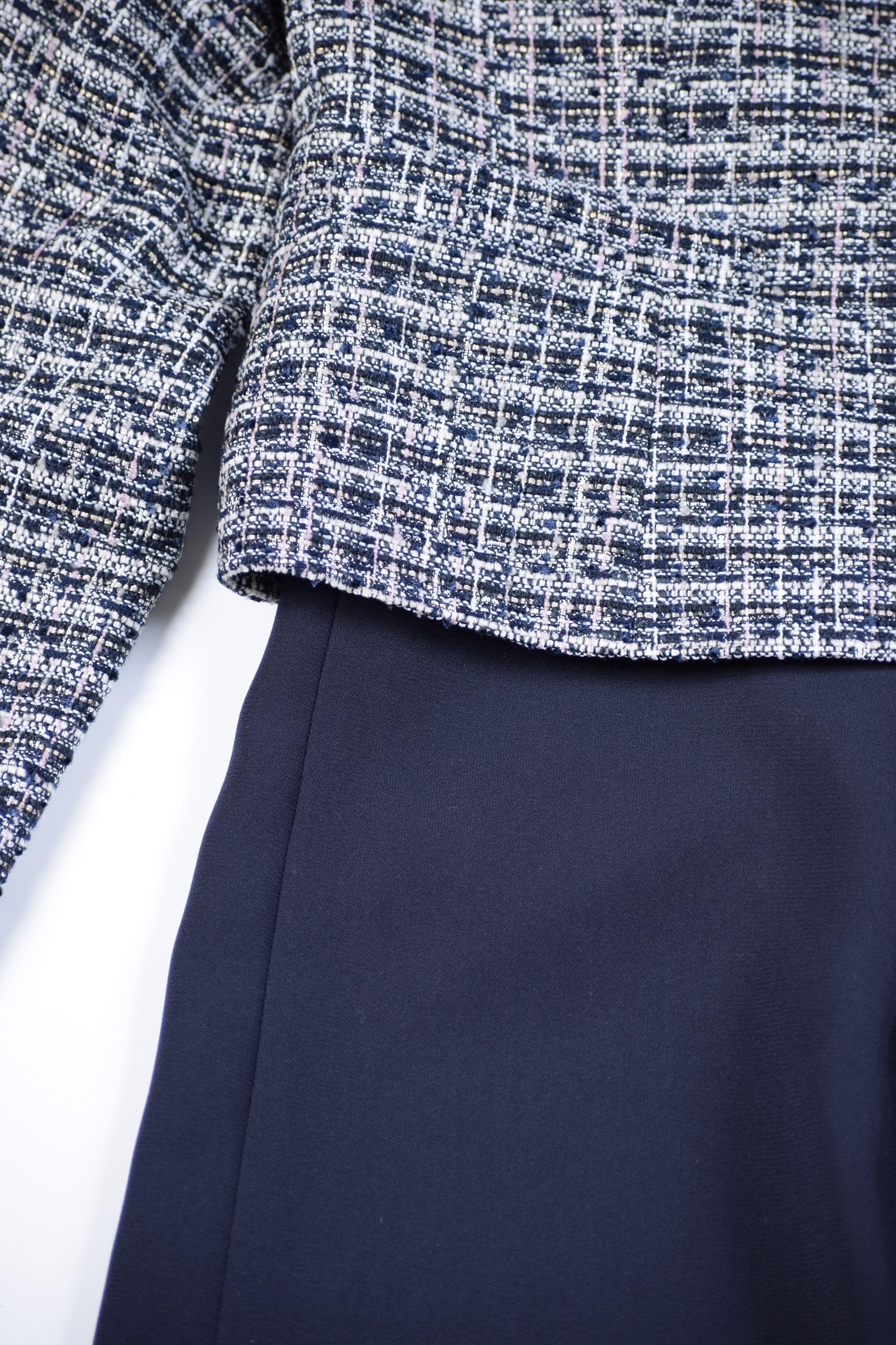 MIXツイード×ネイビーワンピースセット