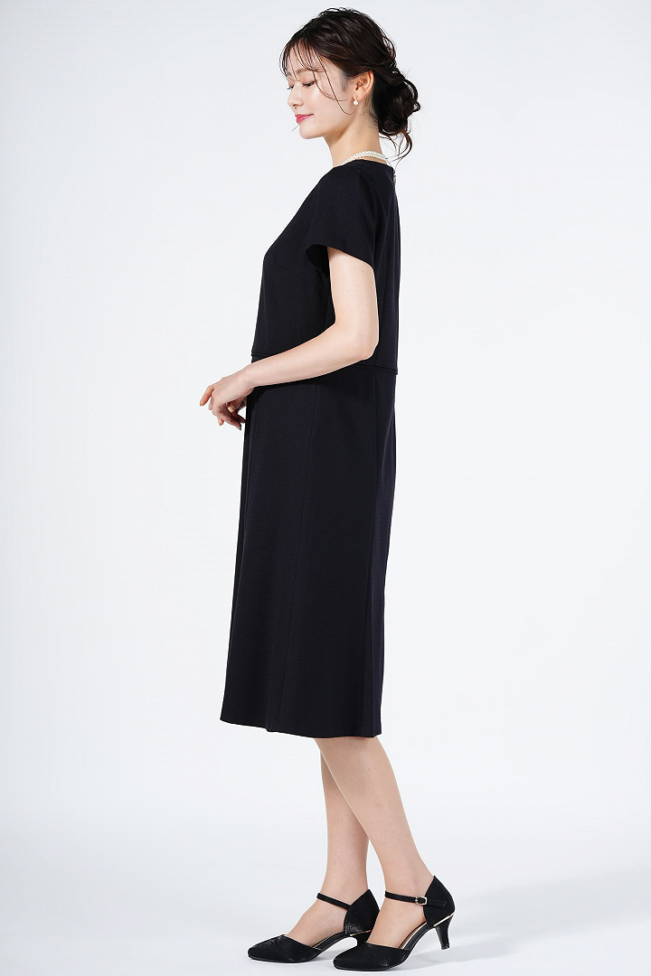 ドビー織ツイードネイビーワンピースセット