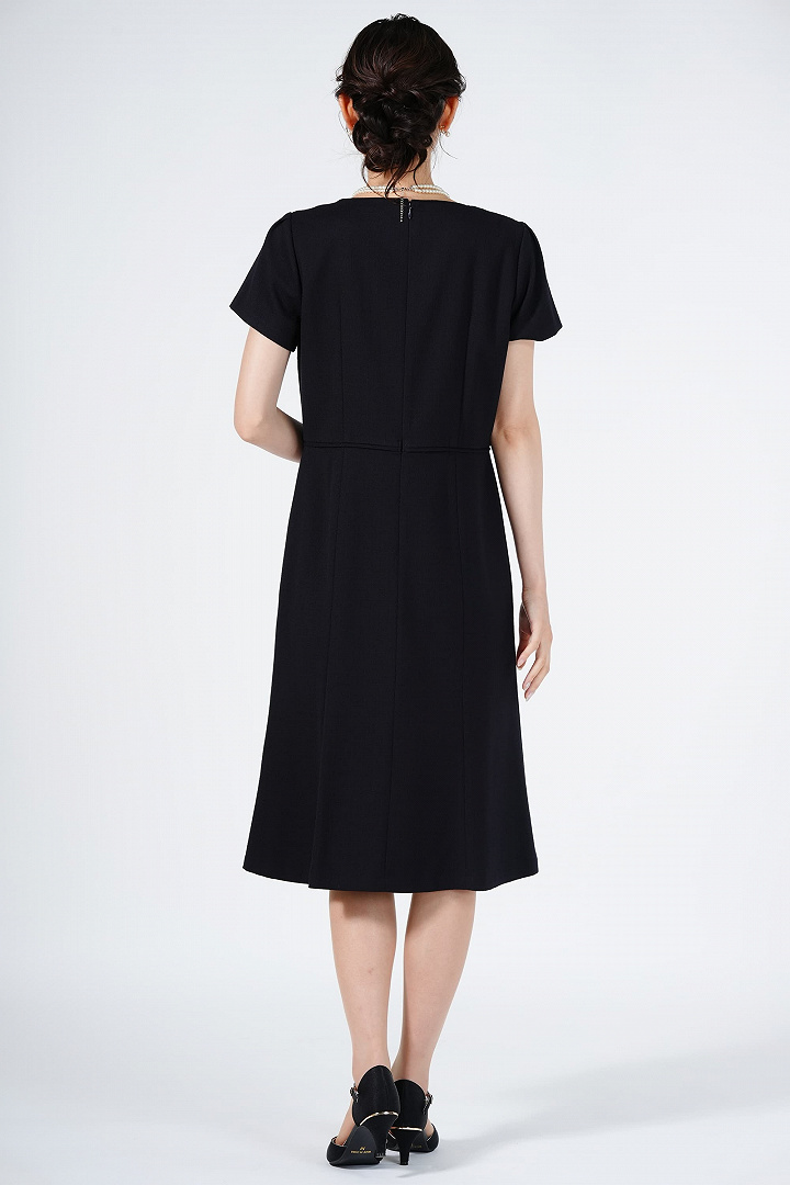 ドビー織ツイードネイビーワンピースセット