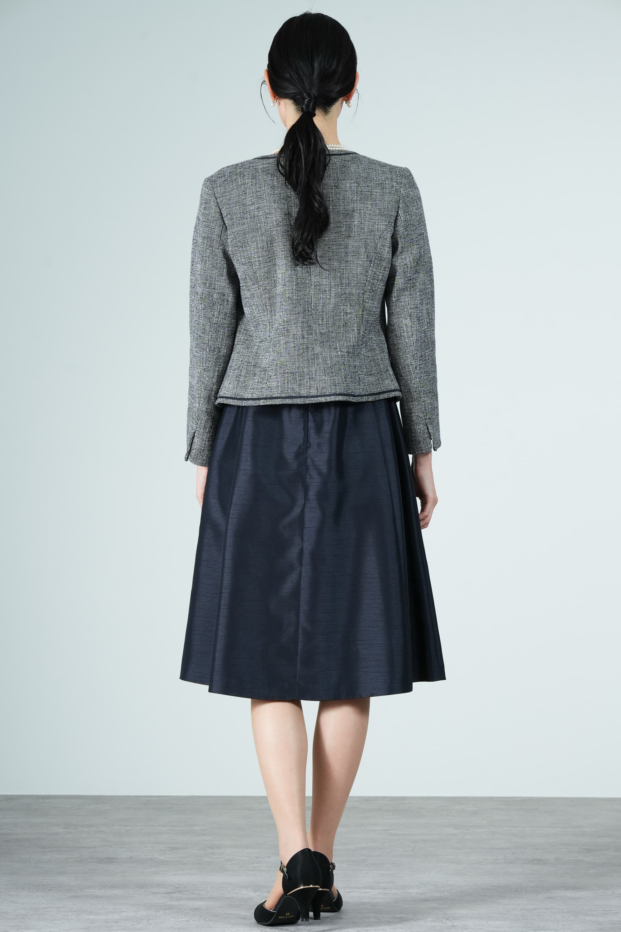 混合ツイードネイビーワンピースセット