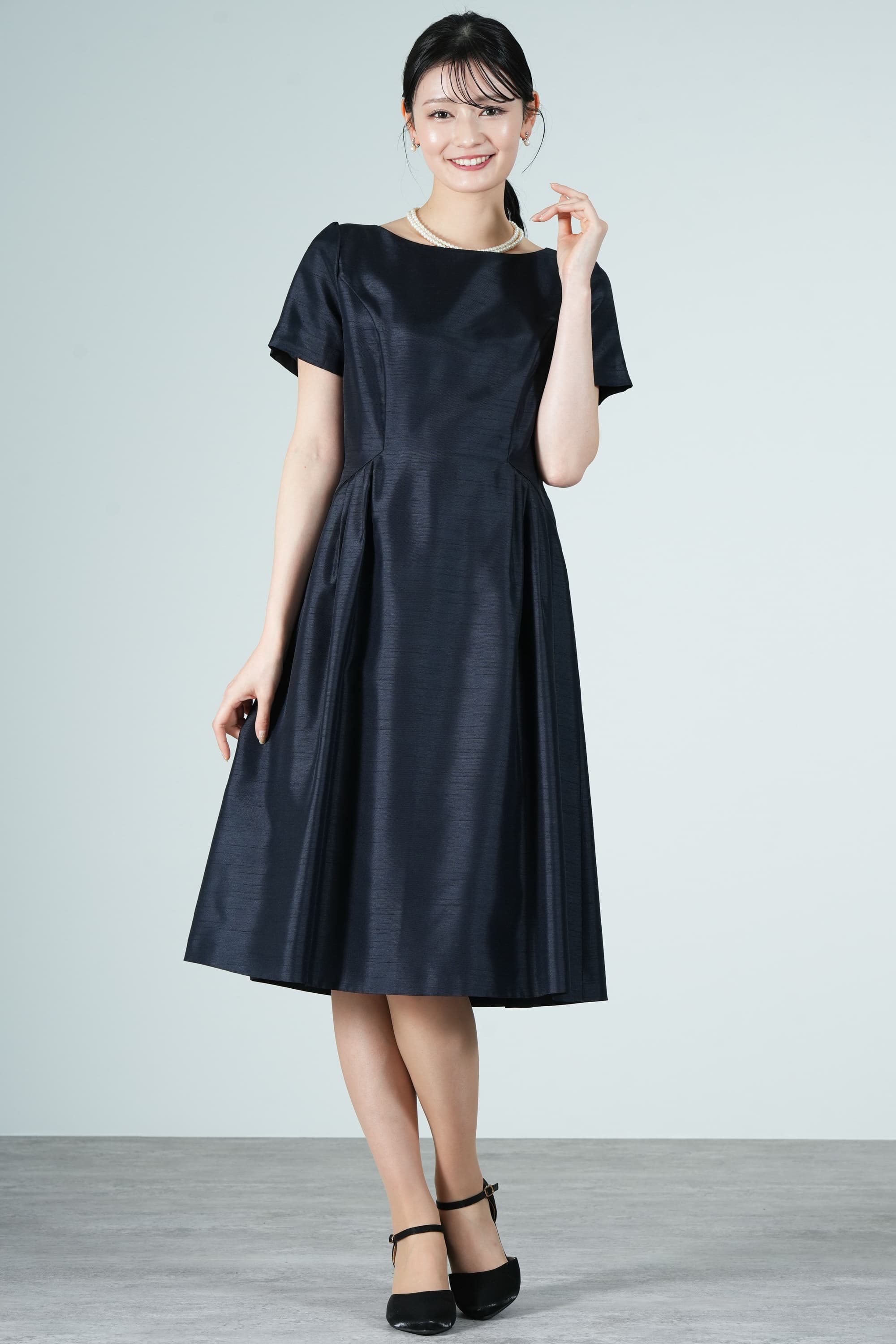 混合ツイードネイビーワンピースセット