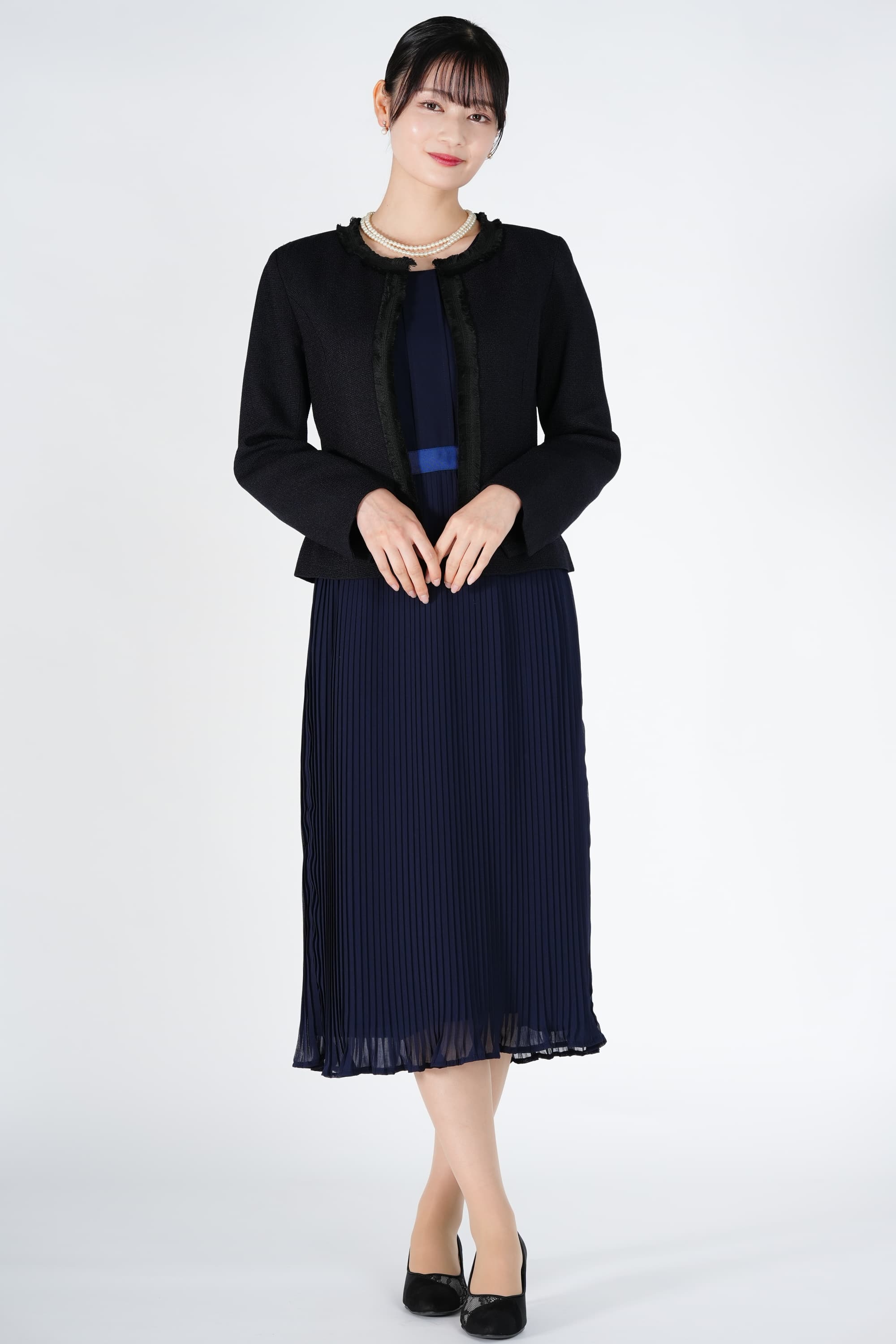 フリンジブレード濃紺ワンピースセット
