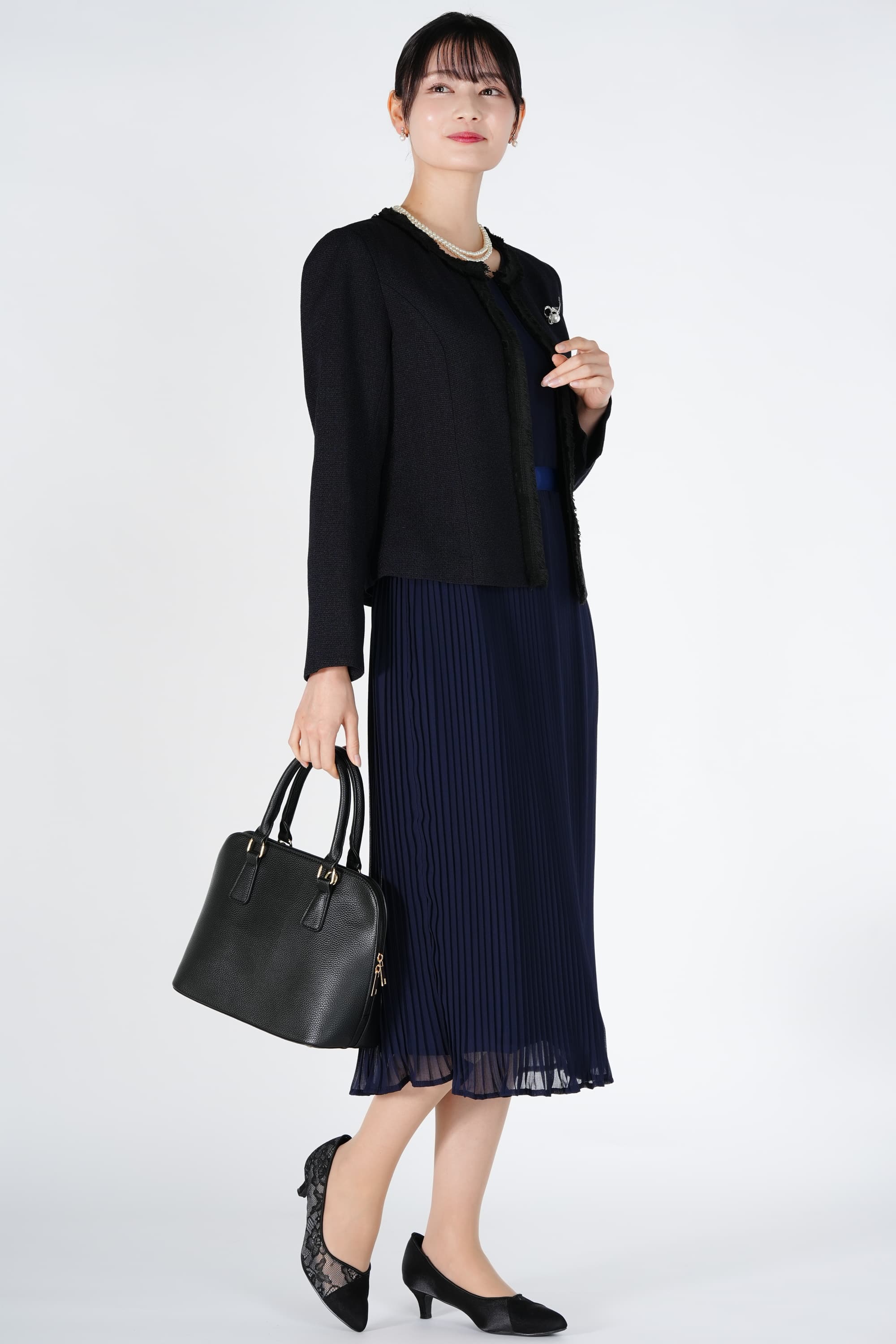 フリンジブレード濃紺ワンピースセット